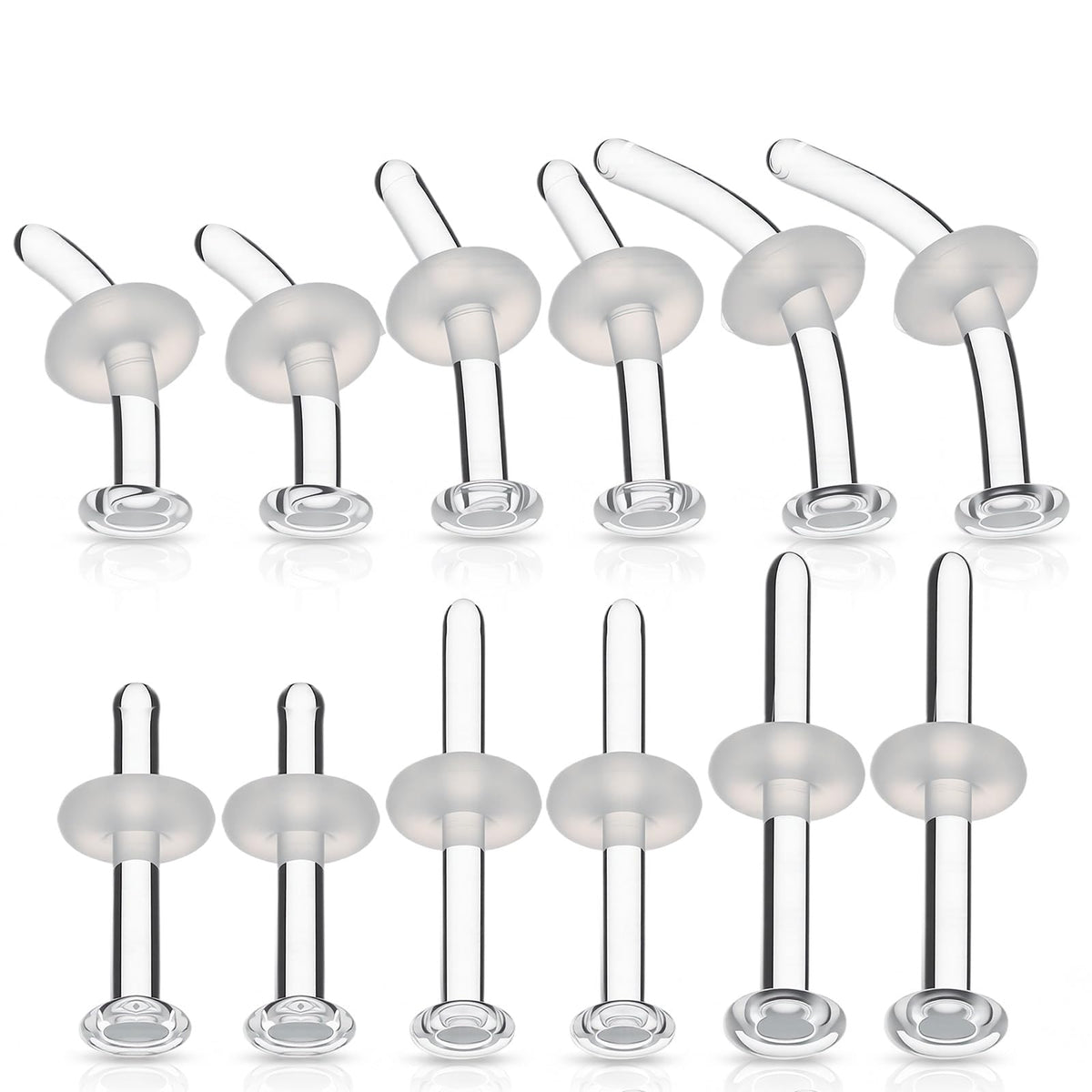 12Pcs Glass Piercing Retainer 16G Clear Glass Nose Stud for Work Surgery