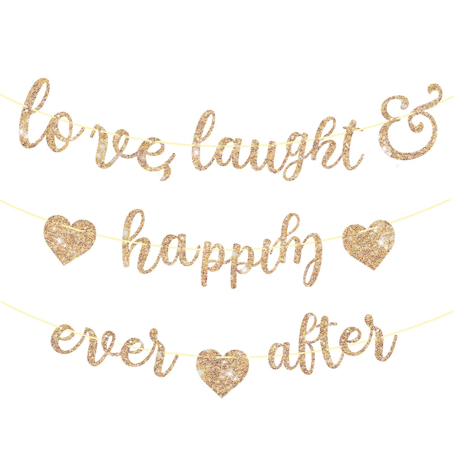 Bridal Shower Banner Gold Glitter Bridal Shower Decorations Engaged Banner Engagement Party Decorations Wedding Ceremony Decorations Love Laughter&Happily Ever After