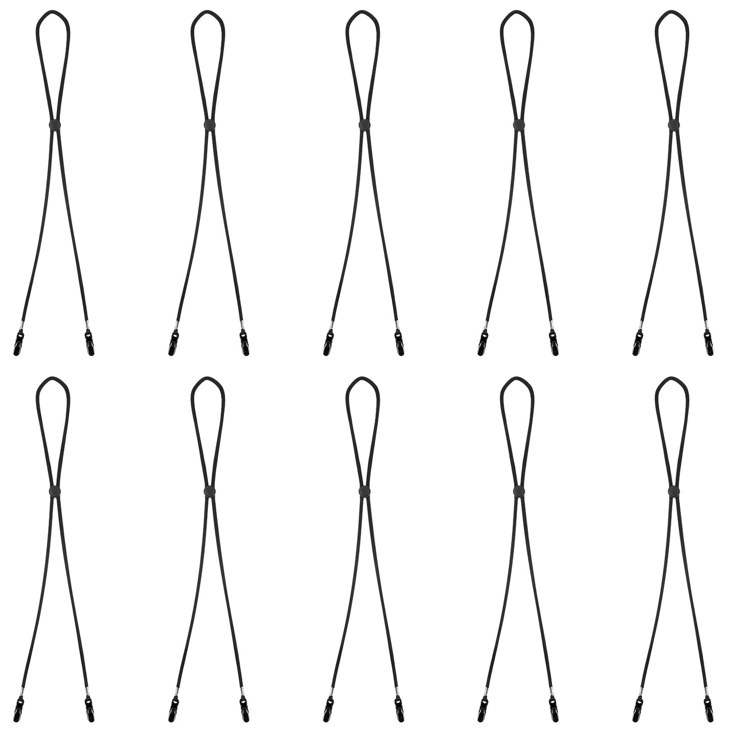 Lusofie 10 Pcs Hat Clip Adjustable Hat Strap Hat Accessories Windproof Hat Chin Cord Hat Clip for Travel,Golfing, Fishing, Boating Black