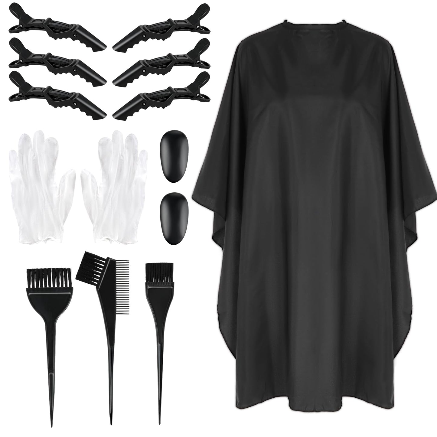 Lusofie 14 Pcs Hair Dye Kit, DIY Salon Hair Dye Tools Set Including Hair Dye Brush Barber Cape Ear Cover Hair Dye Gloves Hair Clip Kits