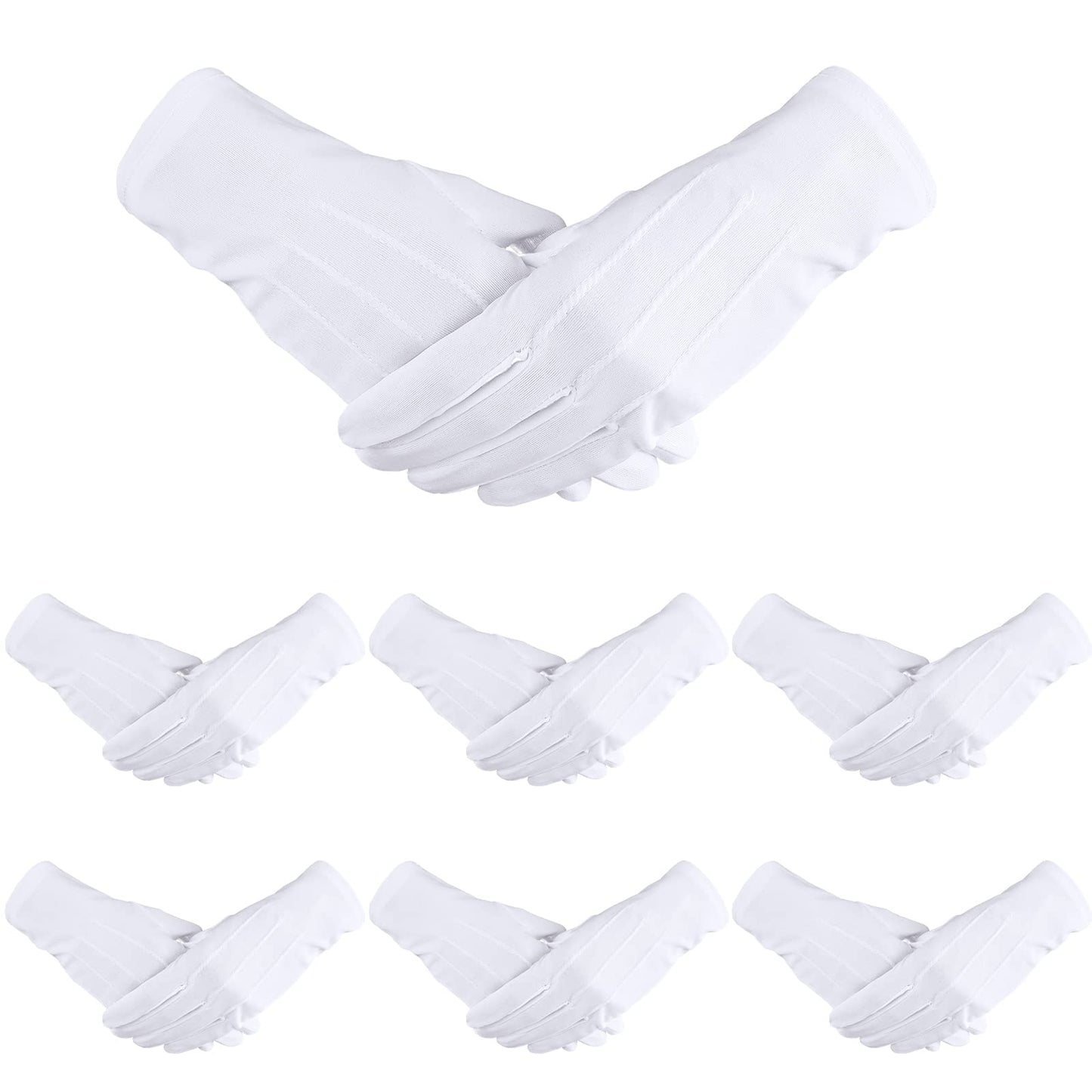 Yolev 6 Pairs White Stitched blended cotton Gloves Men Uniform Gloves Parade Costume Gloves Dress Gloves for Man Police Formal Tuxedo Guard Parade Costume