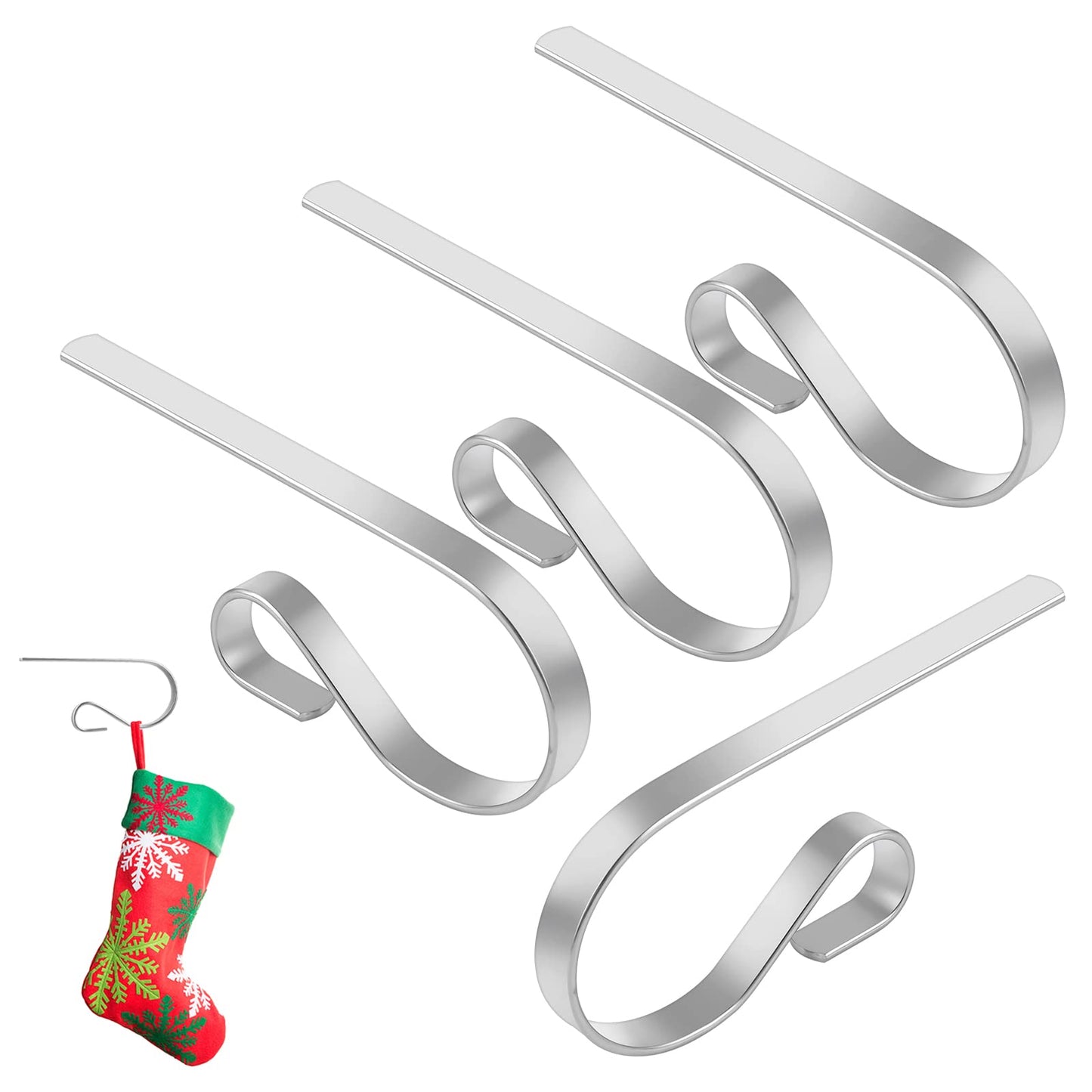 Lusofie 4 Pack Christmas Stocking Holder for Mantle Adjustable Mantle Clip Fireplace Stocking Holder Supplies Fireplace Mantle Holder for Party Christmas Decoration