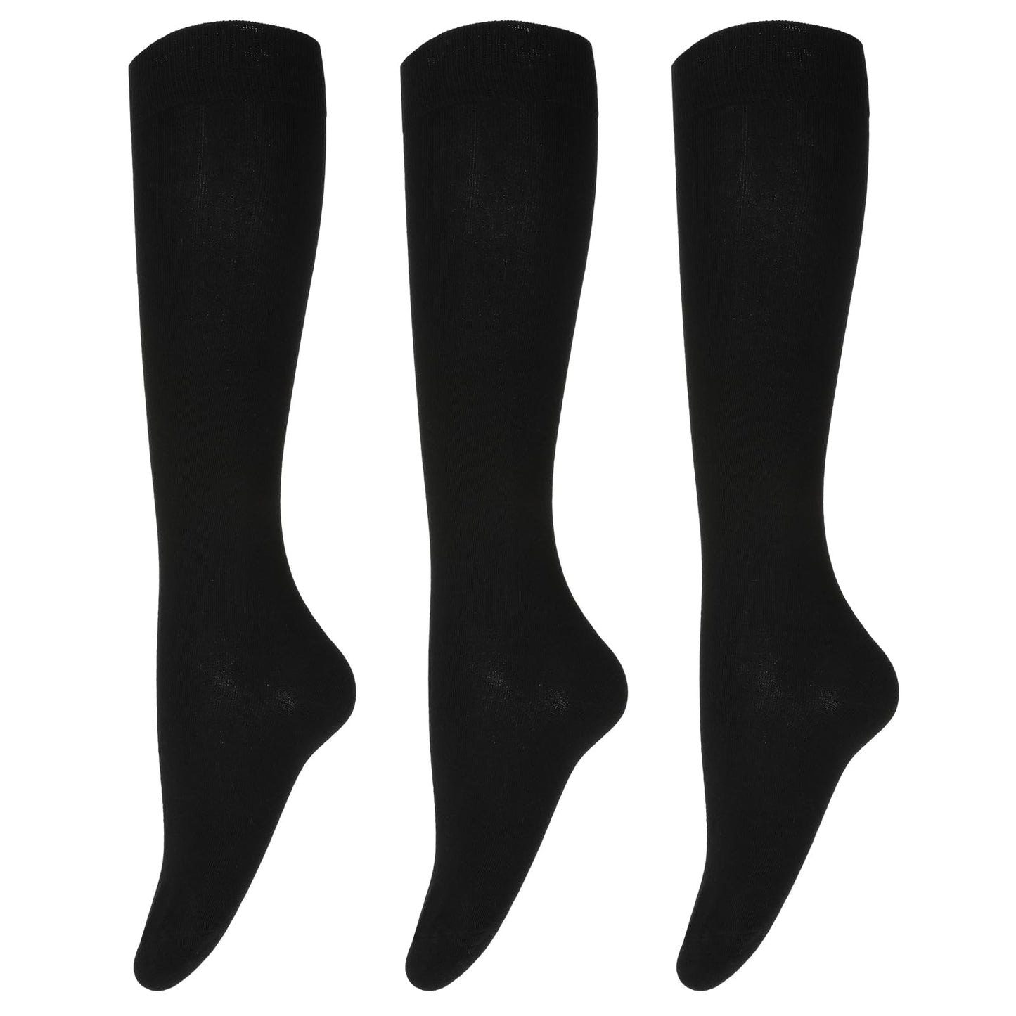 Lusofie 3 Pairs Knee High Black Socks for Women Cotton Long Black Socks Athletic Socks Knee High Socks for Women Girls
