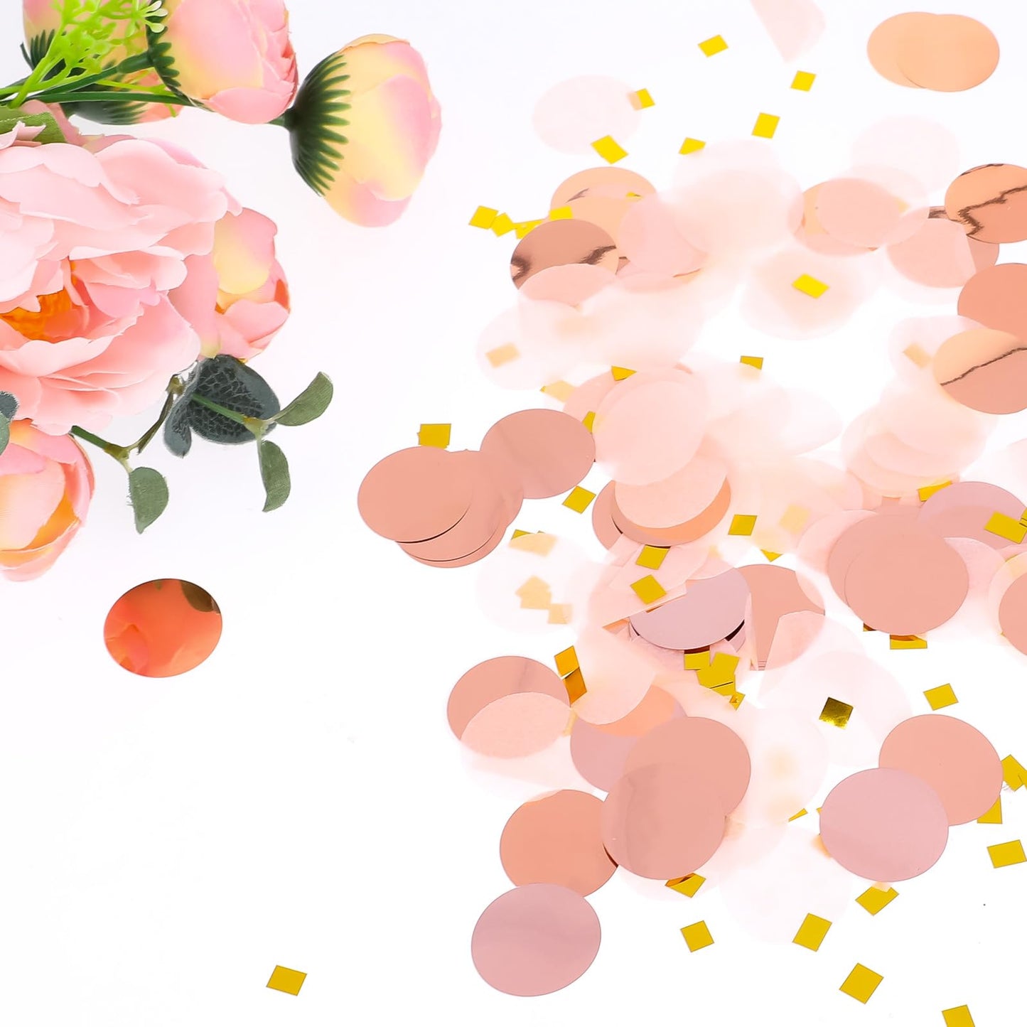 Rose Gold Confetti Paper Confetti Table Confetti for Birthday Party Decoration Glitter Confetti for Balloon Wedding 1.76 oz (Rose Gold Confetti, 2.5 cm)