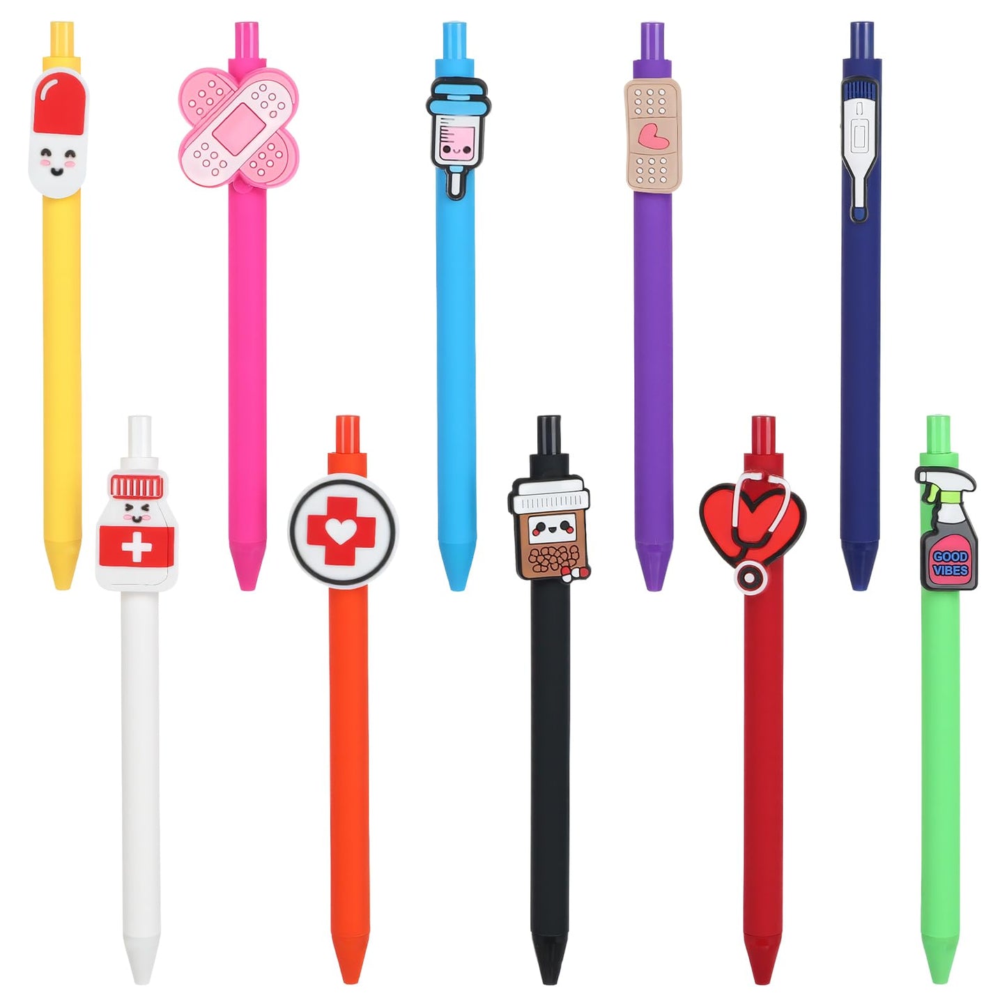 Meyeyaia 10pcs Funny Nurse Pens, Nurse Pen with Heart in Black Ink for Cna Rn Medical Assistant Nursing Student,Nurses Day Gifts