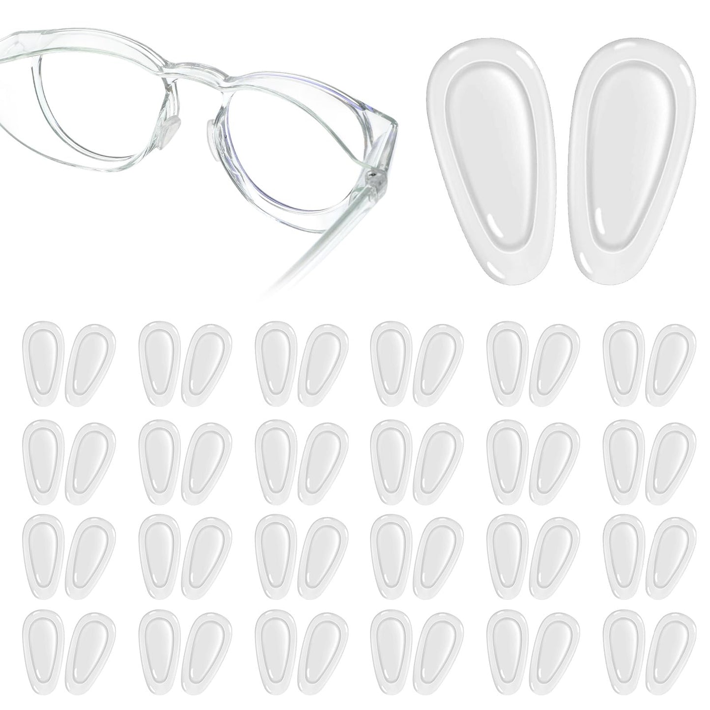 25 Pairs Silicone Nose Pads for Eyeglasses Clear Anti Slip Eyeglass Nose Pa