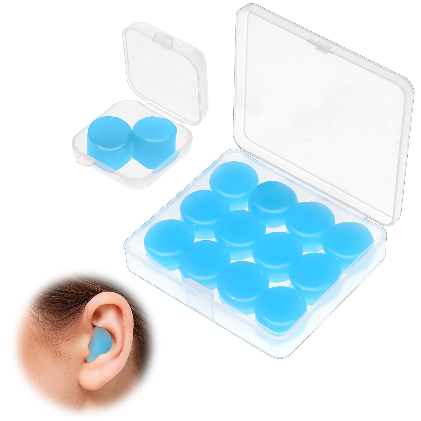 Noise Cancelling Earplugs for Sleep, Soft Silicone Earplugs Reusable Ear Plugs for Sleeping Comfortable Moldable Ear Plugs for Swimming, Travel, Snoring, Sleeping, Working(4Pair + 1Pair)