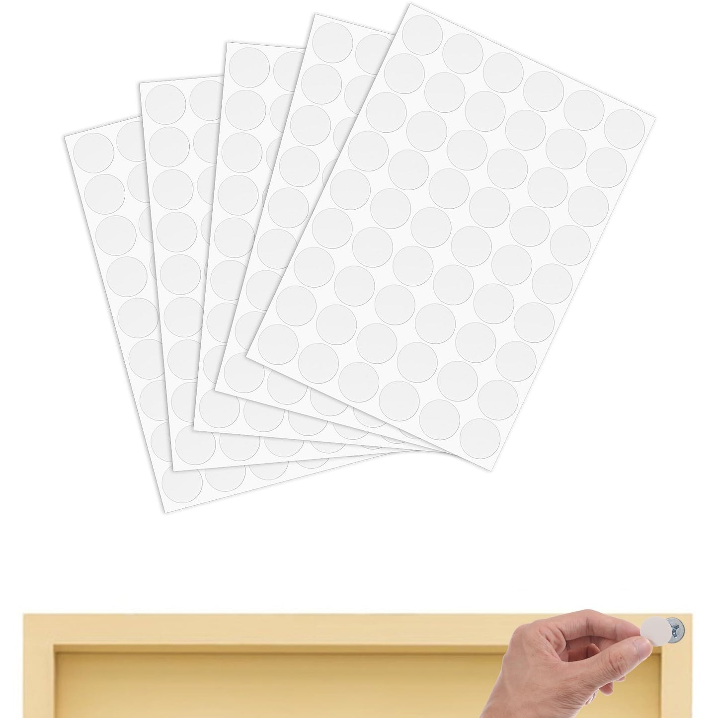 Lusofie 270 Pcs Self-Adhesive Screw Hole Stickers Plastic Screw Covers Caps White Screw Hole Covers for Wooden Cabinet Furniture Home Decoration(21mm/0.82in)
