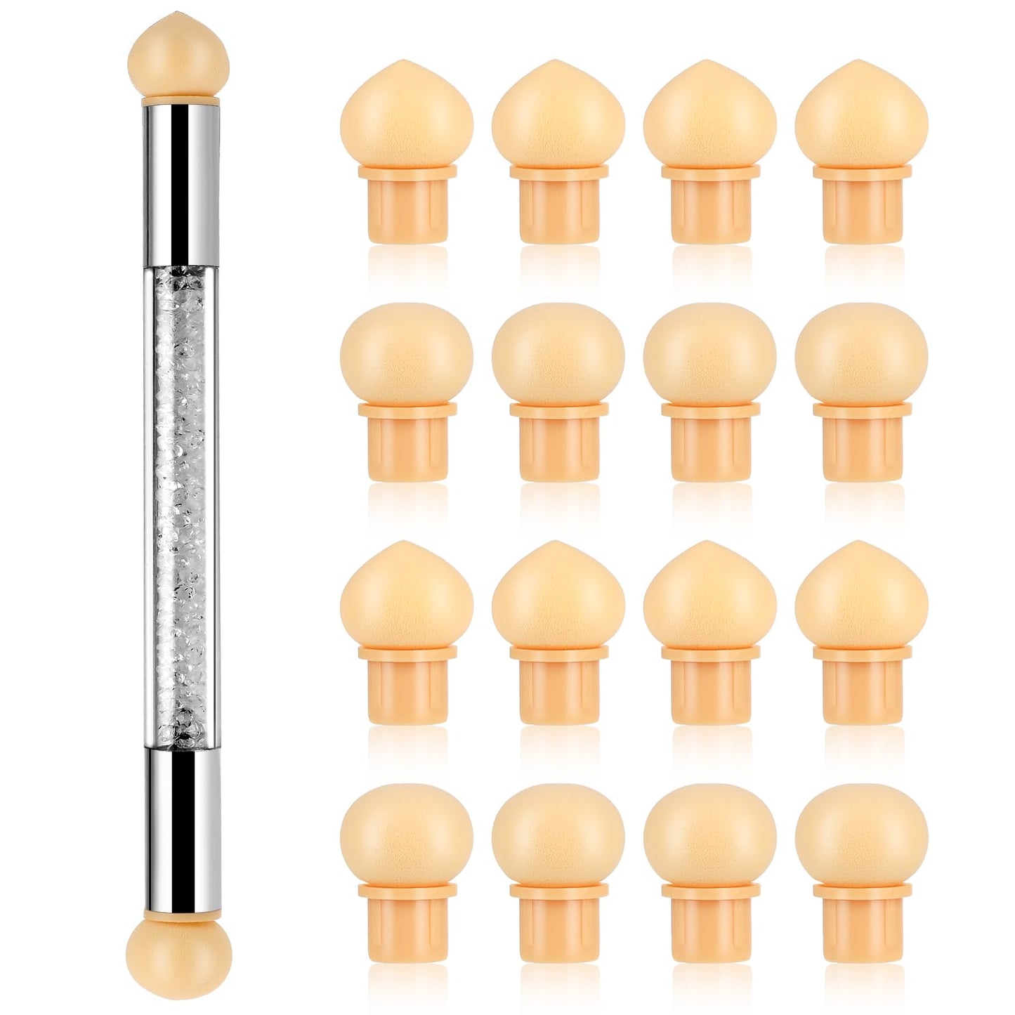 Nail Sponge 1Pcs Gel Nail Gradient Sponges Pen with 16Pcs Replaceable Nail Sponges for Ombre Double Head Brush Nail Art Acrylic Manicure DIY Tools