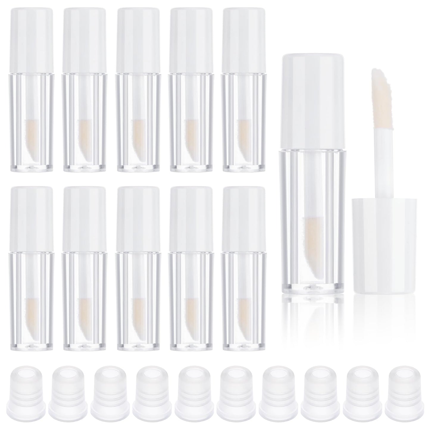 10Pcs Lip Gloss Tubes Empty, 1.2ml Mini Refillable Lip Balm Bottles Empty Lip Gloss Tubes with Wand Clear Lip Gloss Containers Makeup Containers Bottles for Lipstick Samples Lip Balms Lip Gloss Making