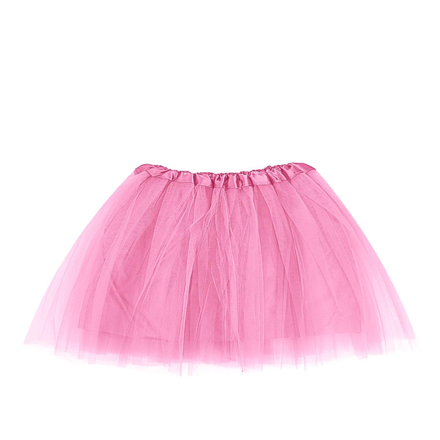 Tutu Skirt for Women 3 Layered Tulle Skirt with Lining Elastic Waist Mesh Skirt For Dress-up Dancing Halloween Party Costume(Pink)