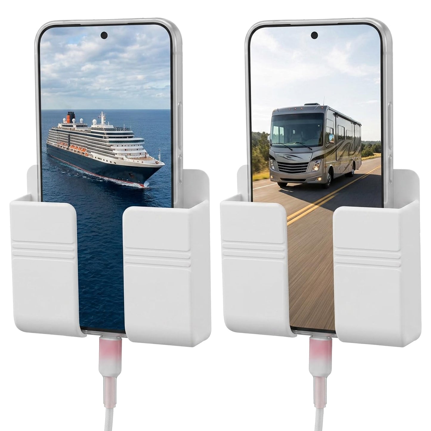 2 Pcs Wall Phone Holder for RV, Boat, Camper, Dorm, Apartment, Bedroom