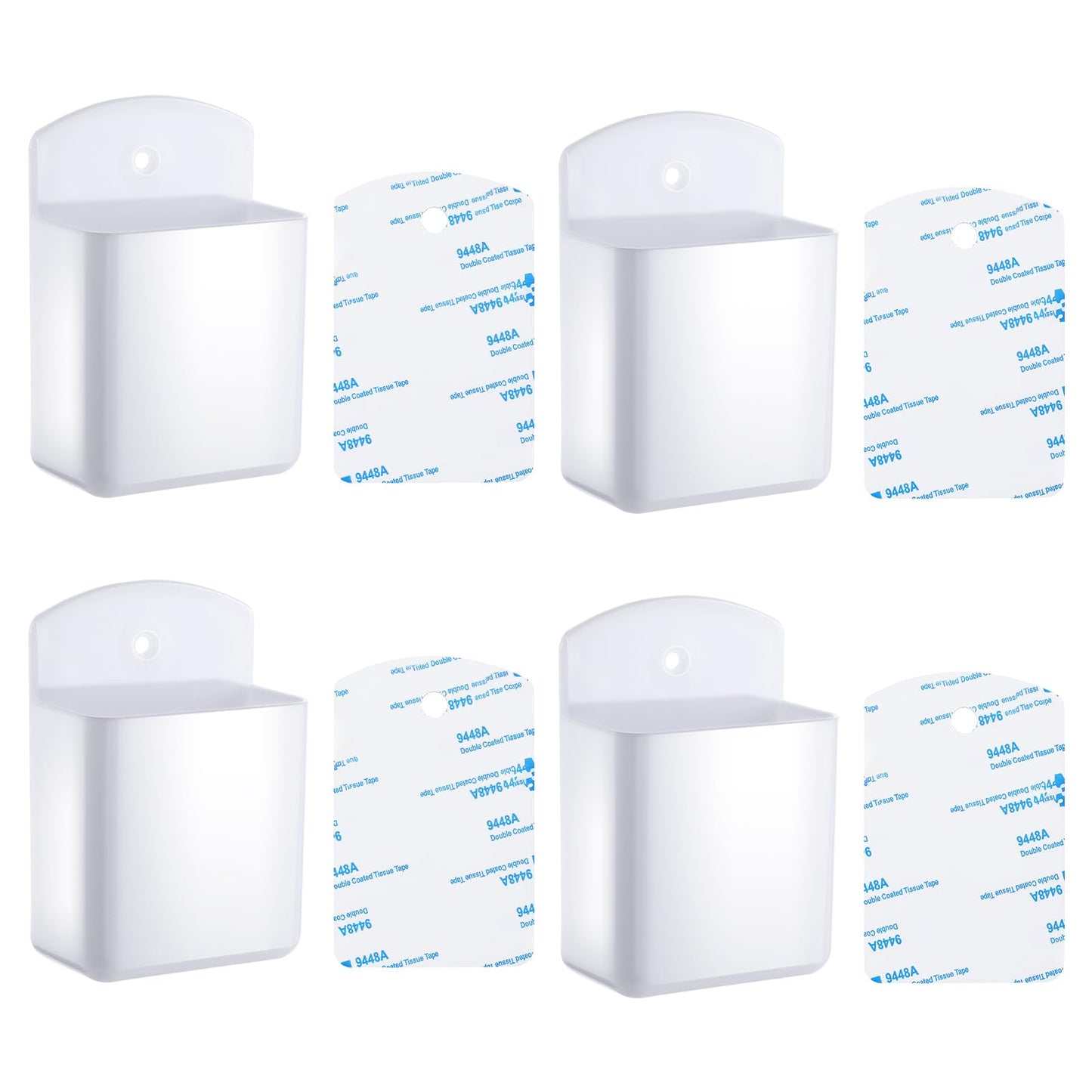 HaiFafafaing 4 Pcs Remote Control Holder Wall Mount, TV Controller Holder, Self-Adhesive ABS Storage Box Organizer for Home School Office(White)