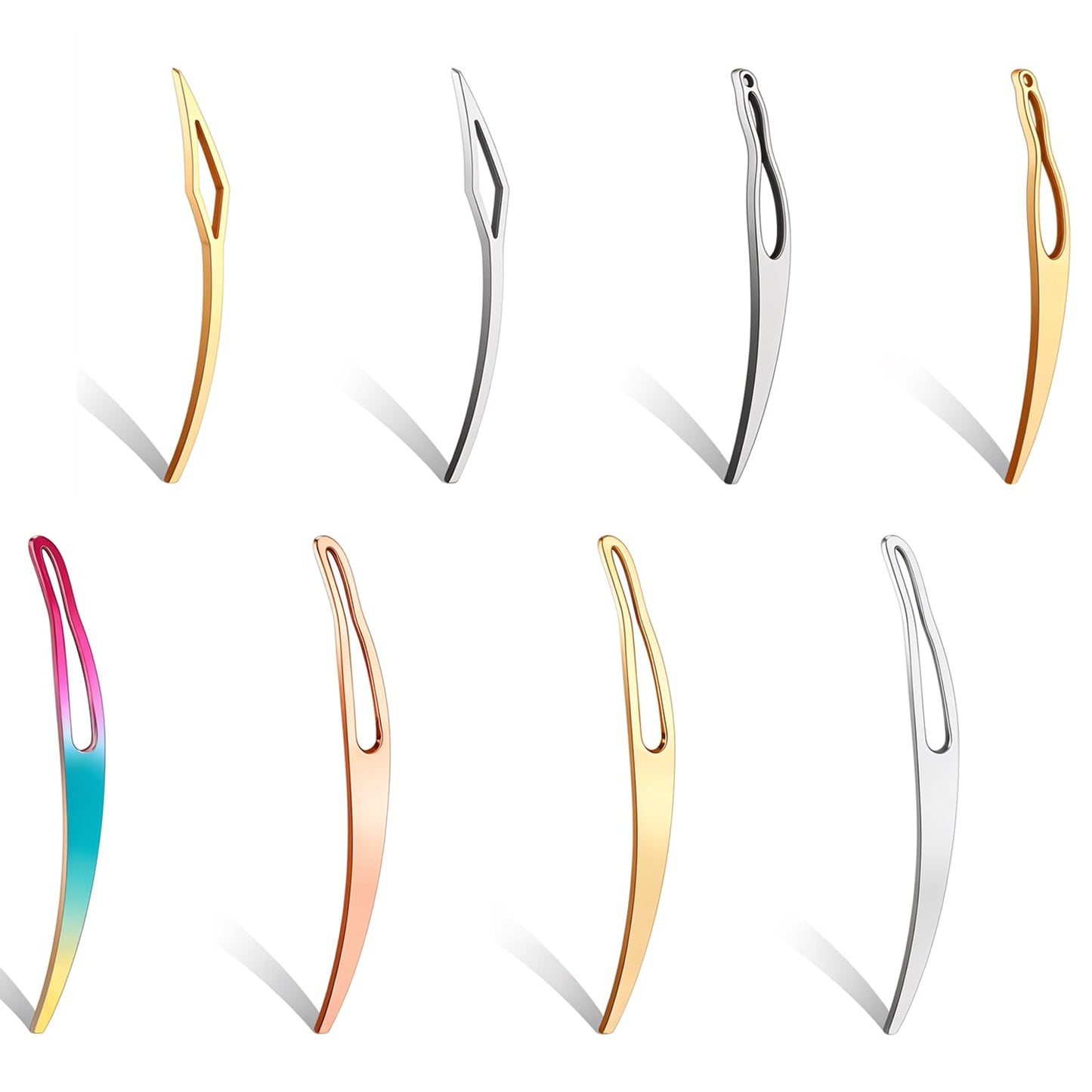 8Pcs Sisterlock Retighten Tool,Loc Crochet Needle for Dreads, Silver Dreadlock Tool for Hair Repair Dreadlock Tightening (Gold Multicolor Rose Gold Silver)