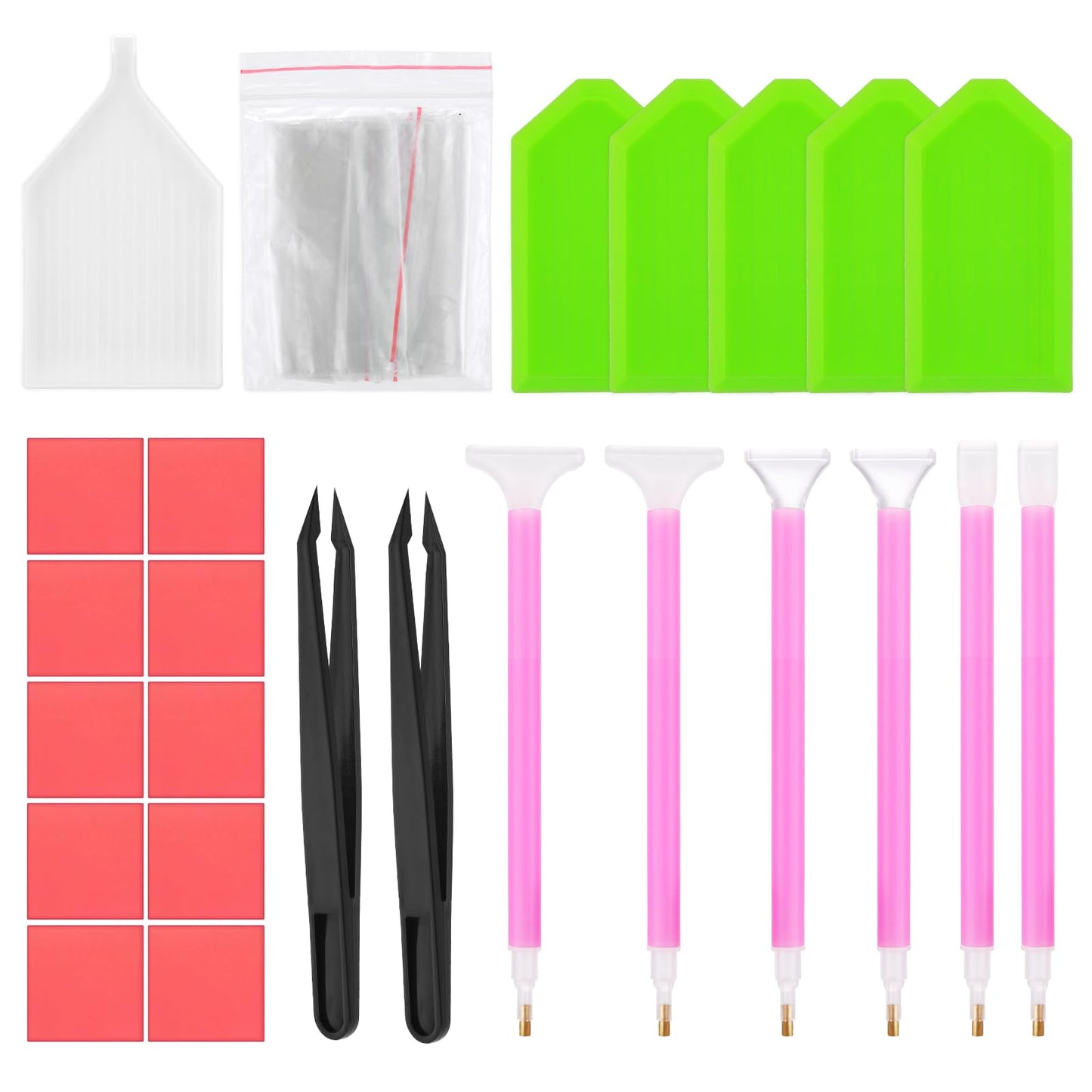 Diamond DIY Painting Tool Set 5D Diamond Art Accessories Tools Kits with Diamond Art Pens Tweezer Diamond Glue Trays Seal Bag Suitable for 5D Cross Stitch Crafts