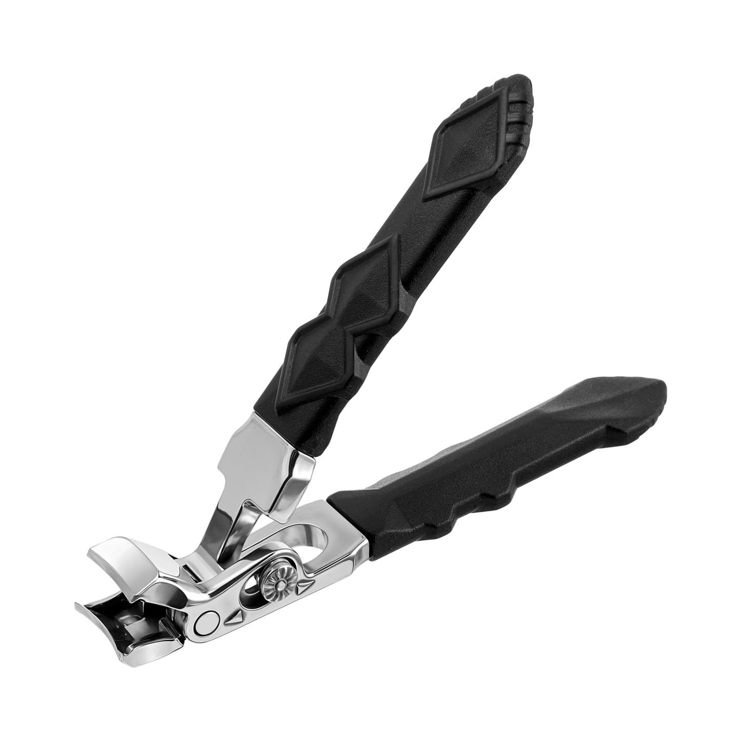 Heavy Duty Curved Toenail Clippers for Seniors & Thick Nails - Extra Large Jaw with Nail Catcher, Non-Slip Ergonomic Grip - Easy Grip Nail Clipper for Men & Women (Black, Professional Grade)