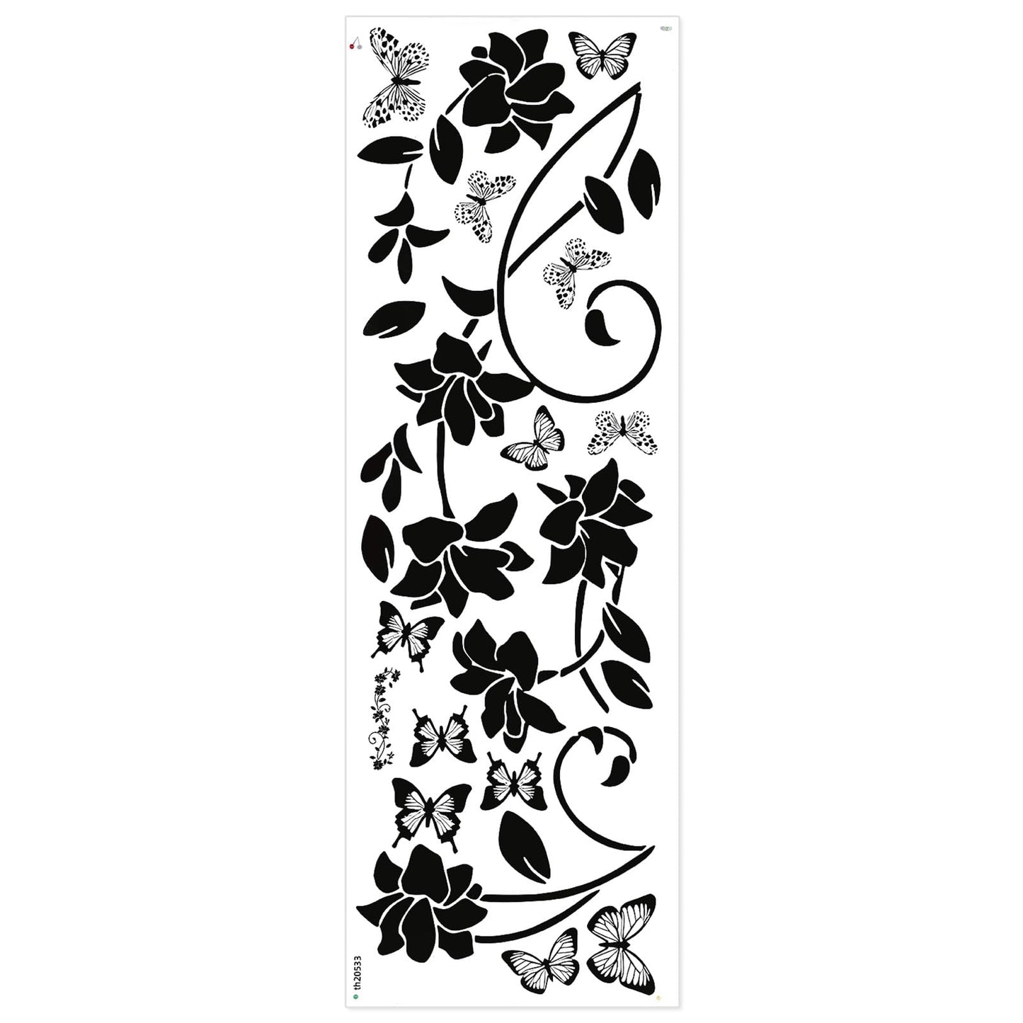 Black Flowers Vines Bathroom Wall Stickers Vinyl Peel and Stick Wall Decor for Shower Door Decals Removable Walls Sticker for Bathroom Living Room Bedroom Home Art Decoration