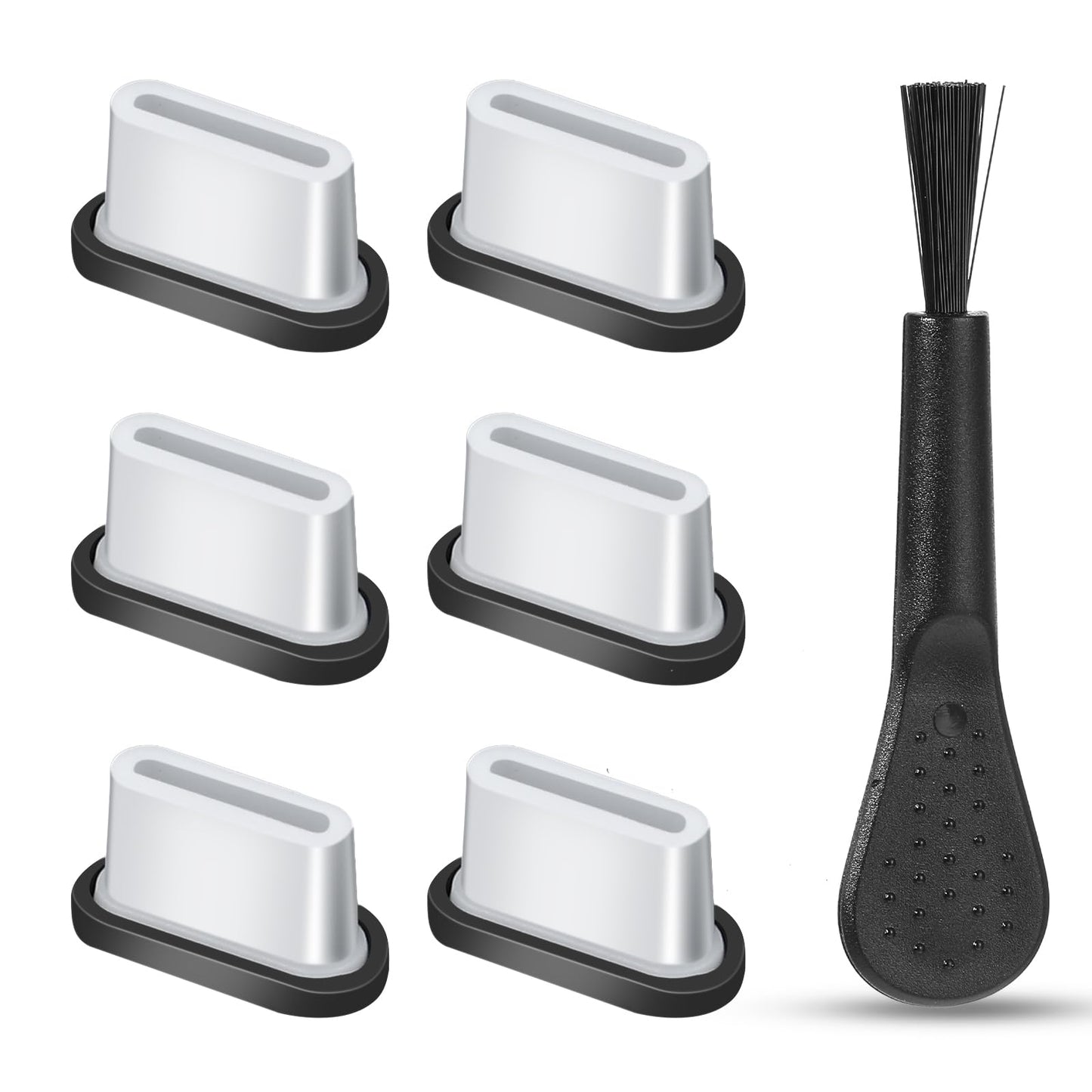 Yolev 6Pcs USB C Dust Plug, Dust Plug Compatible with Samsung, 1.6 * 0.65cm Charging Port Protector Cap with 1Pcs Cleaning Brush for All USB C Devices( Black)