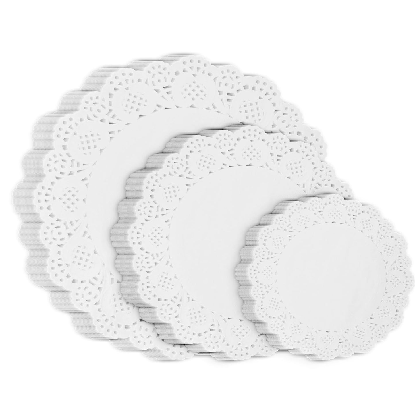 Yolev 120 Pieces Doilies for Food, 4.5inch 6.5inch, and 8.5-inch Disposable Lace Paper Doilies for Tables, White Lace Paper Doilies for Wedding, Birthday, Cakes, Desserts, Light Brown Doilies