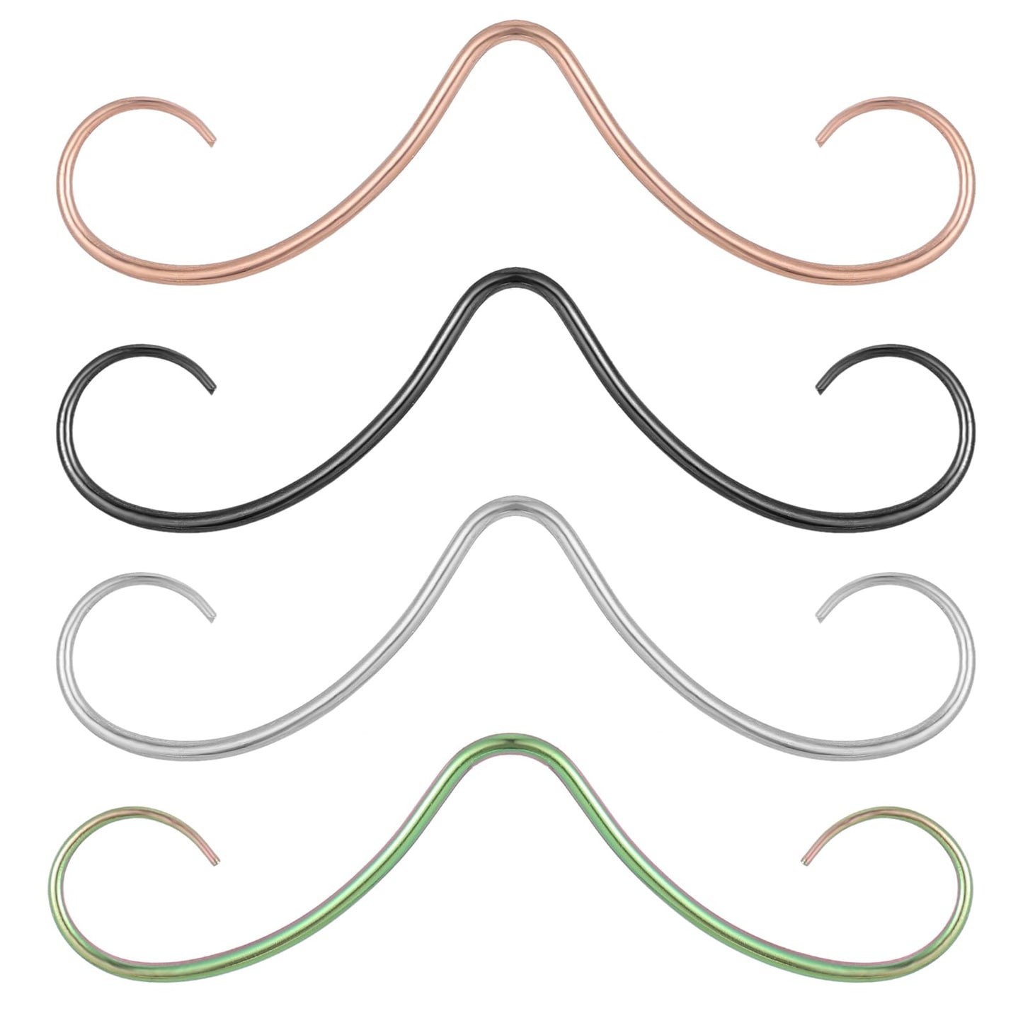 Telooco 4pcs 16G Nose Ring Stainless Steel Mustache Septum Ring Septum Piercing Jewelry For Women Men Halloween Dress Up