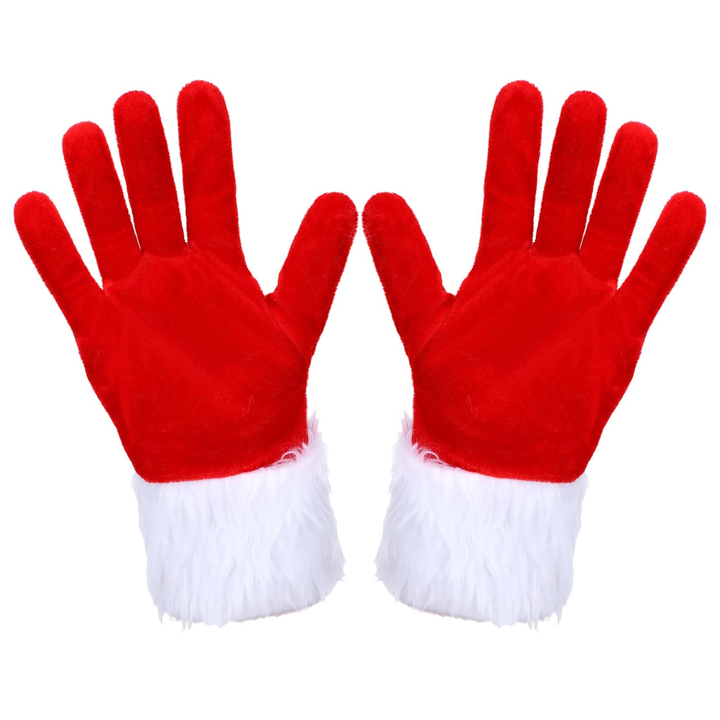 Telooco Red Velvet Gloves Christmas Santa Gloves for Women 1 Pair Short Christmas Gloves with White Furry Cuff Accessories