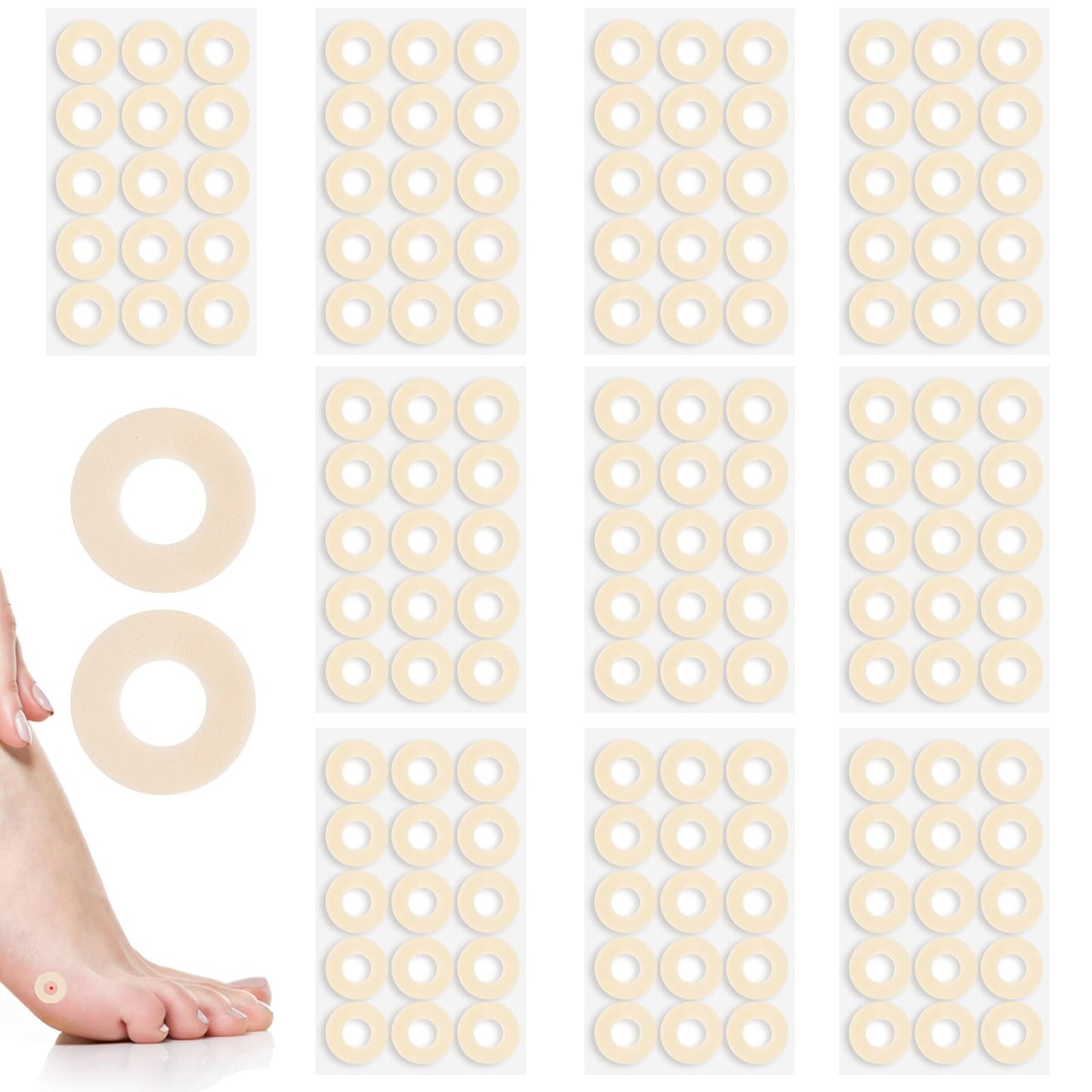 150 Pcs Corn Cushions for Toes – Self-Adhesive Foam Foot Pads, Soft Latex Sponge Callus Protectors, Corn Pads for Pain Relief, Breathable Foot Care Cushions for Men & Women