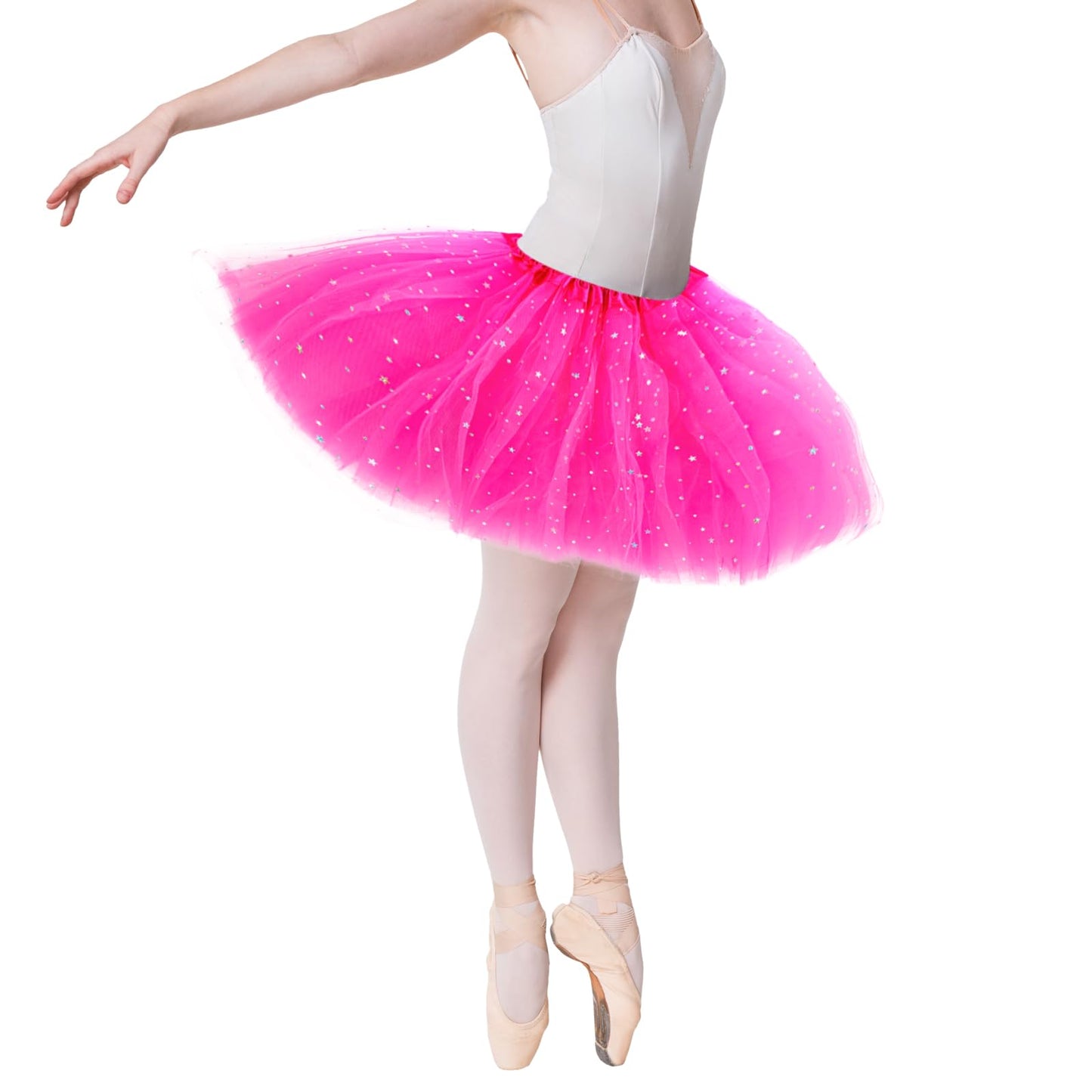 Tutus for Women Adult Tutus Skirts 3 Layers Tulle Tutu Ballet Dance Skirt 80s Style Short Skirt Halloween Christmas Costume Party Dress Up Running Skirt (Rose Red)