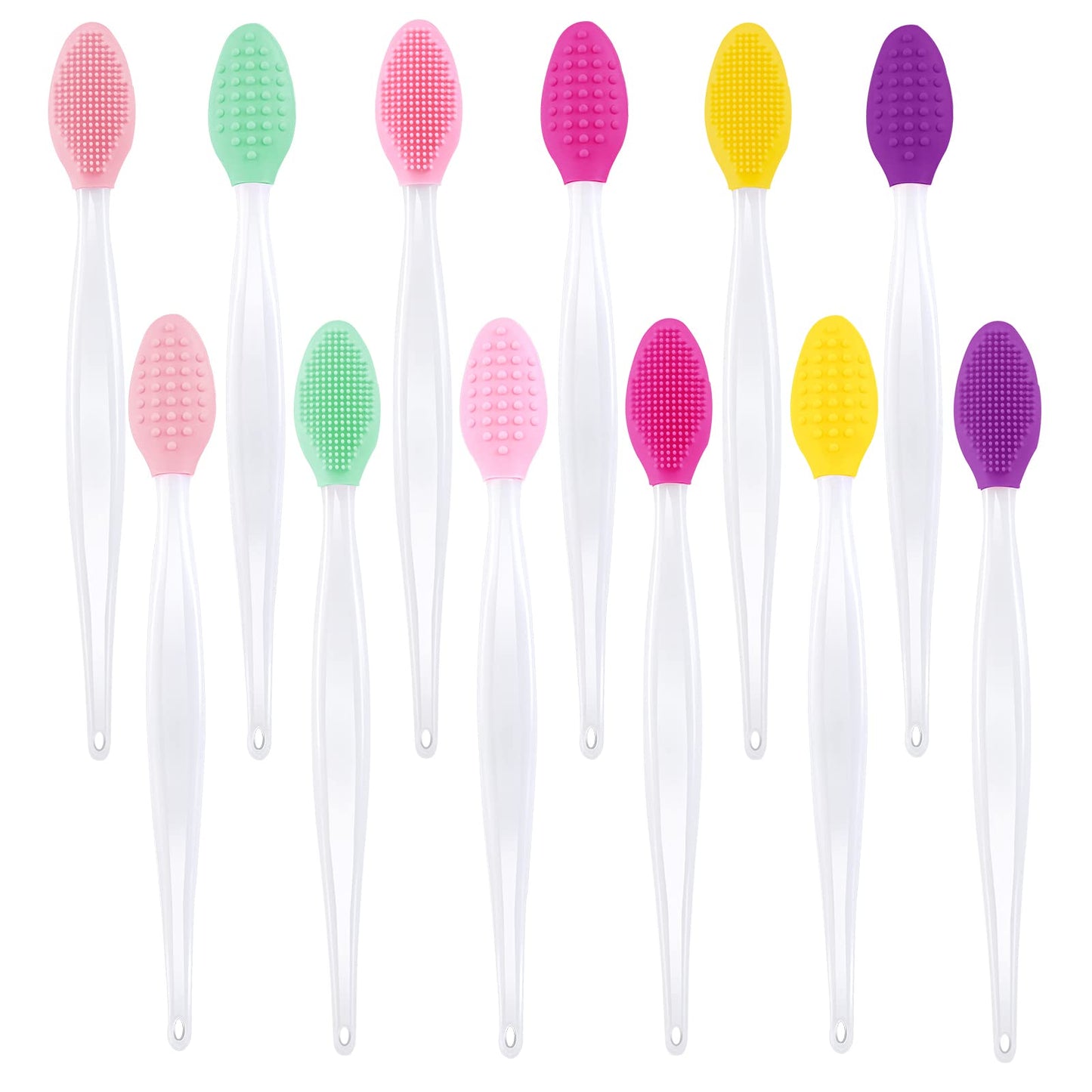 Lusofie 12 Pcs Lip Scrub Brush Double Sided Silicone Exfoliating Mini Lip Brush Exfoliating Lip Brush lip lightening for Dark Lips for Men Women Girls
