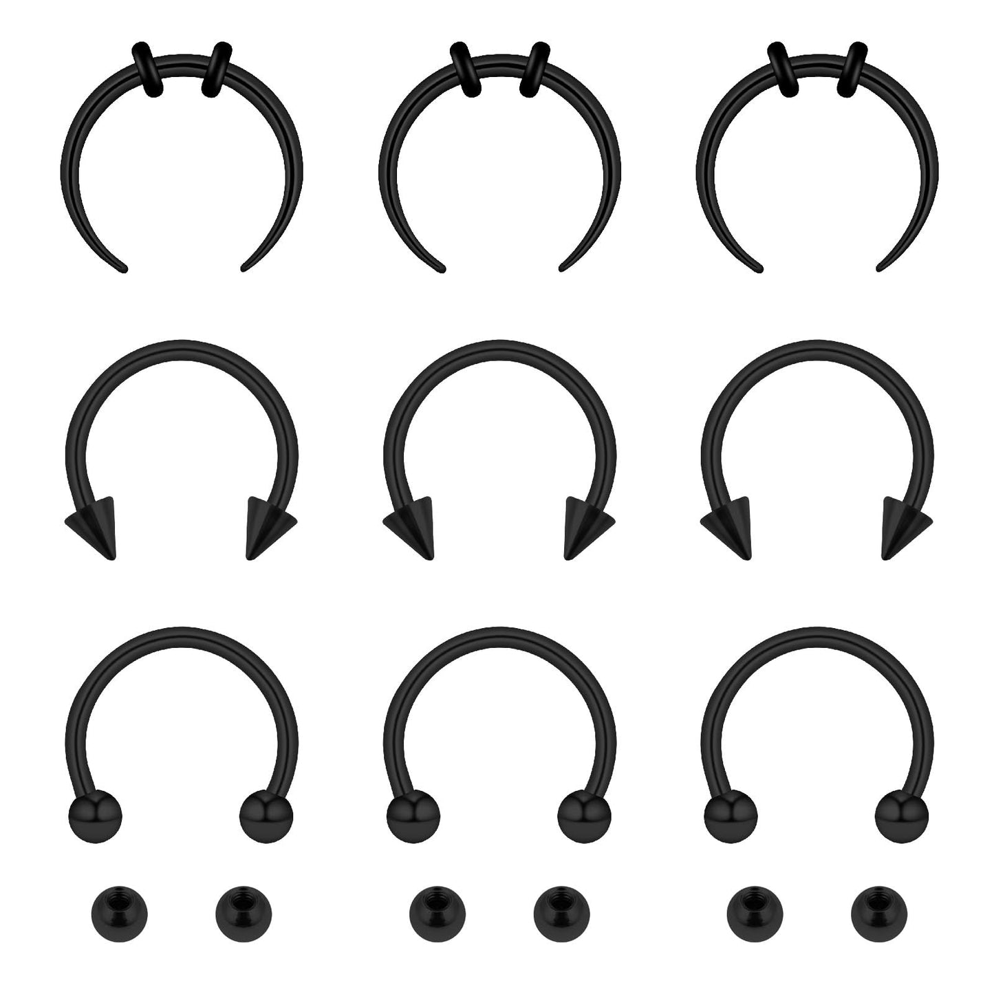 Yolev 9Pcs septum Rings Septum Jewelry 16g 18g Septum Ring Septum Piercing 20g Horseshoe Earring Hoop Stainless Steel Nose Ring Hoop Nose Piercing Jewelry for Women and Men