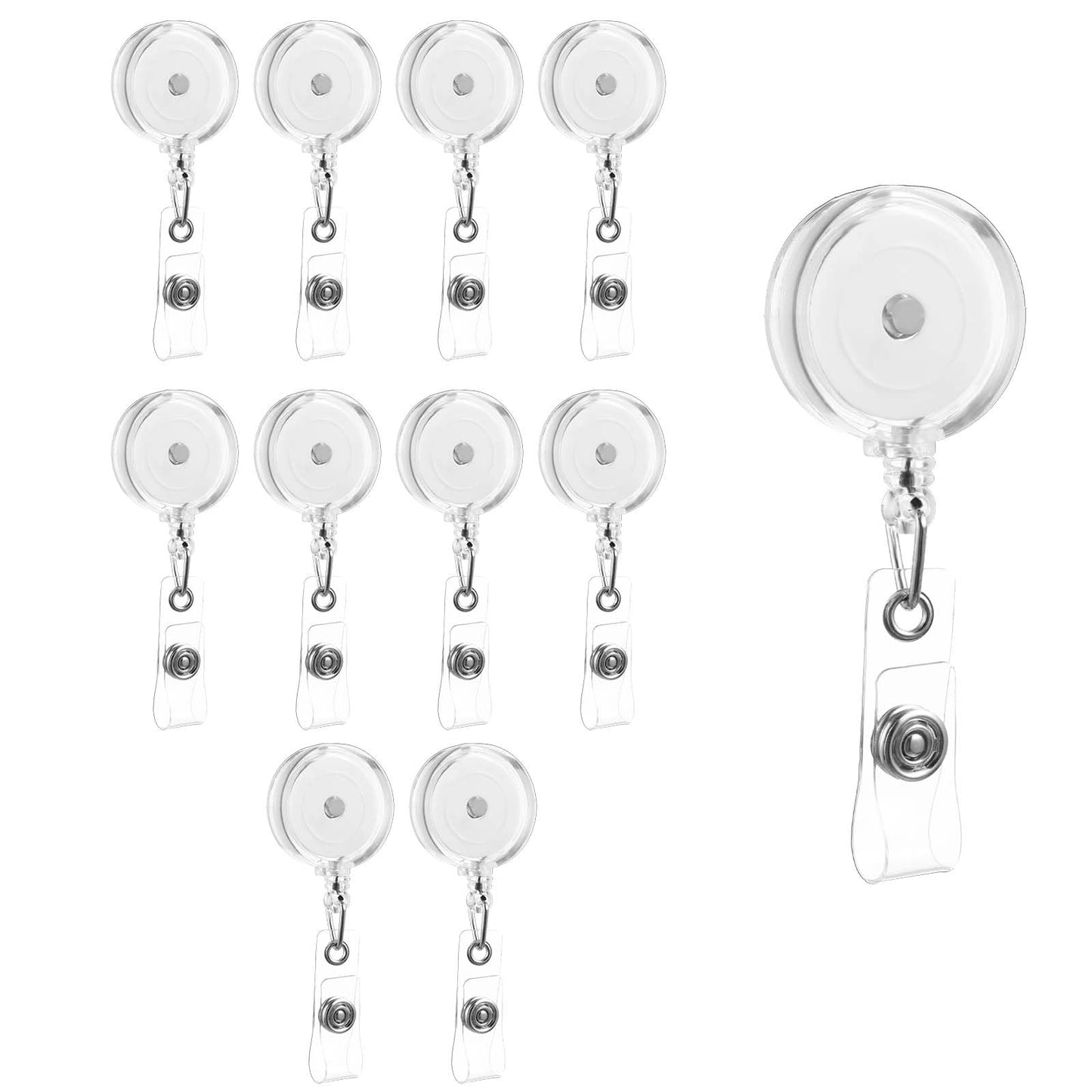 12 Pack Badge Reels Retractable with Swivel Alligator Clip, Blank Badge Holder Reels Badge Reel Clips for Students Teachers Office Workers