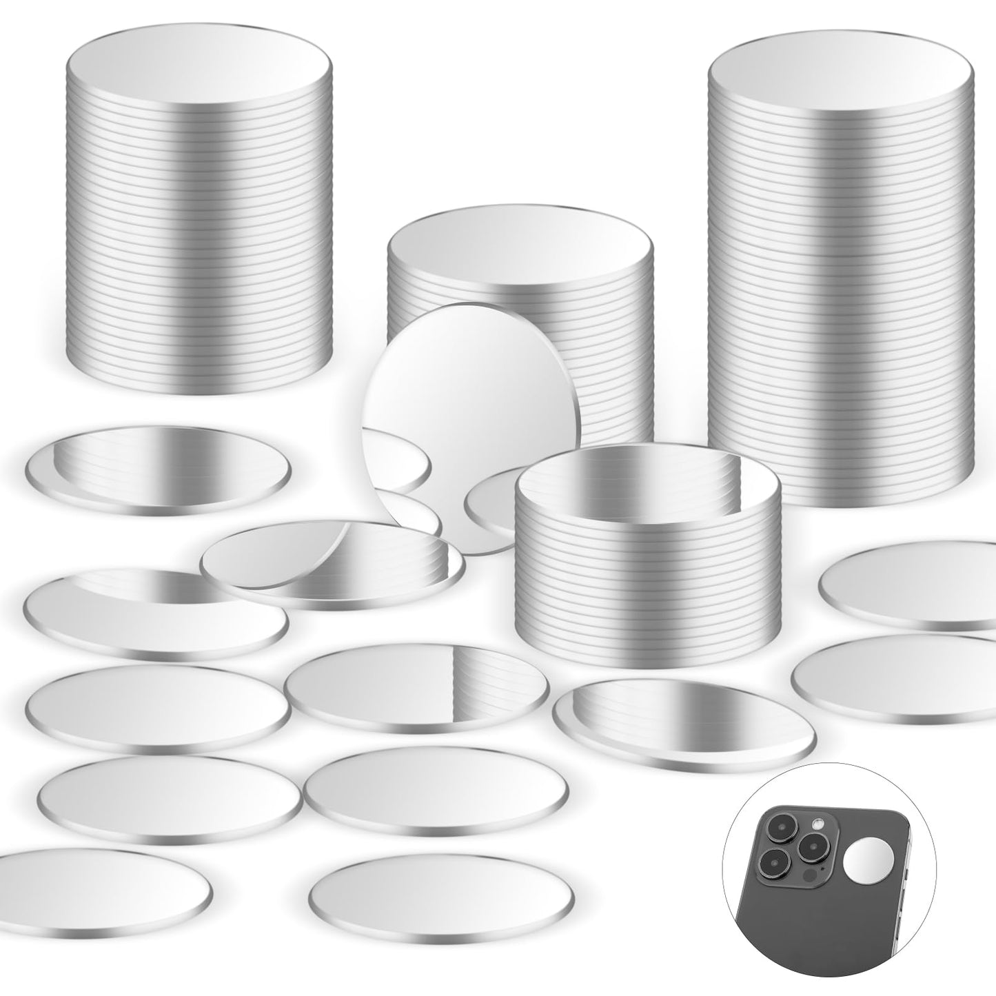 Lusofie Circle Small Mirror Acrylic Mini Mirrors Adhesive Craft Mirrors For Craft Making And DIY Daily Decoration (100 Pcs, 1 Inch)