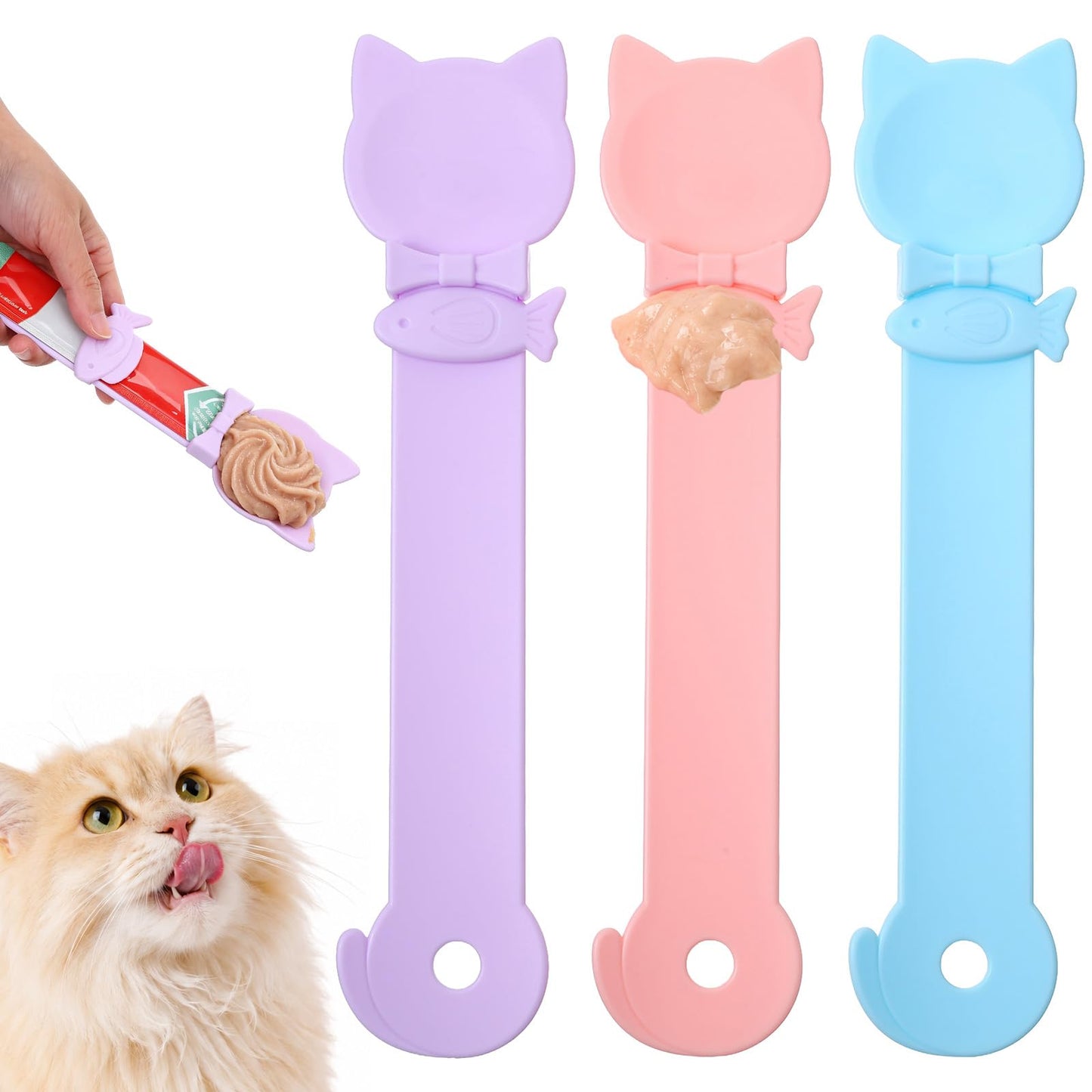 3Pcs Cat Treat Spoon Cat Treat Spoon Squeeze Dispenser for Prevent Waste