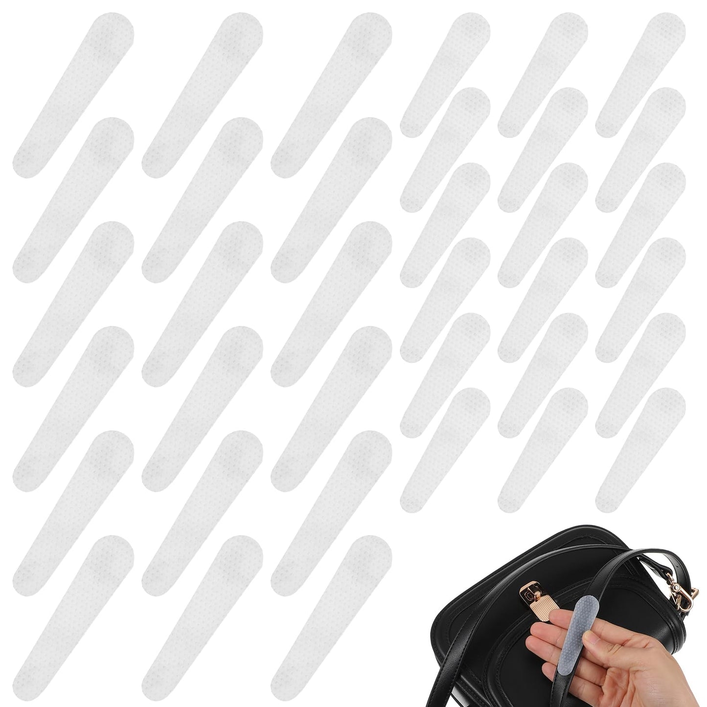 36 Pcs Stop Strap Slips, Non Slip Purse Strap Grip Pads, Silicone Shoulder Bag Straps Stickers, Large and Small Sizes, Clear