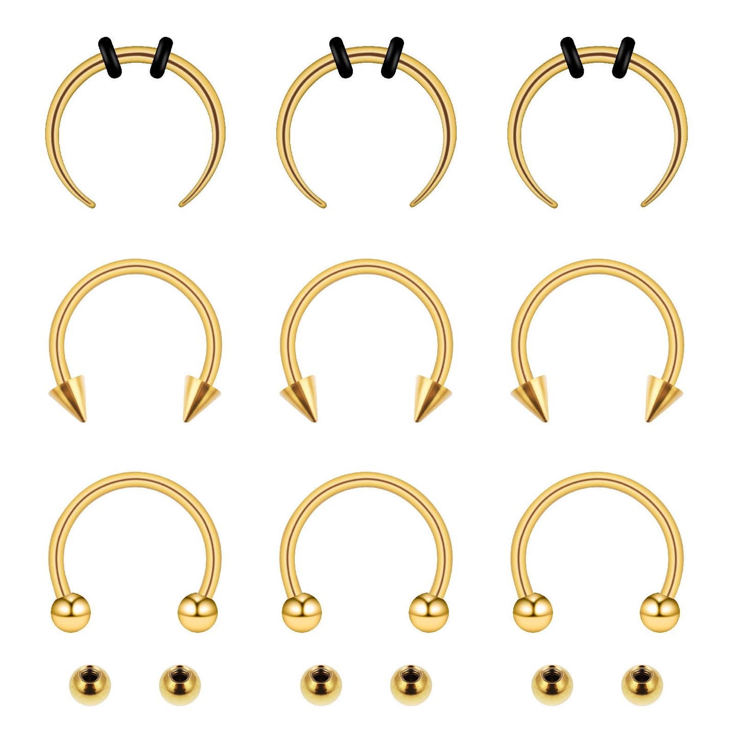Yolev 9Pcs septum Rings Septum Jewelry 16g 18g Septum Ring Septum Piercing 20g Horseshoe Earring Hoop Stainless Steel Nose Ring Hoop Nose Piercing Jewelry for Women and Men