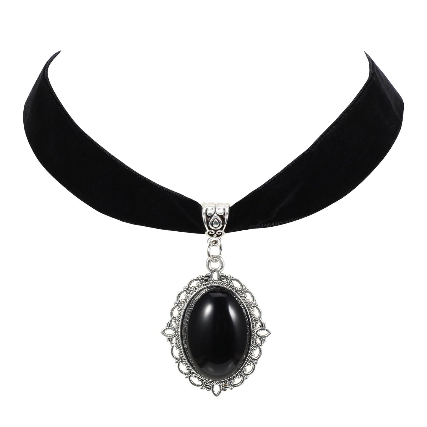 Telooco Black Choker Necklace Adjustable Velvet Choker Vintage Black Chokers for Women with Pendant Gothic Lace Chokers Necklace for Girls Bride Vampire Halloween Dress Up