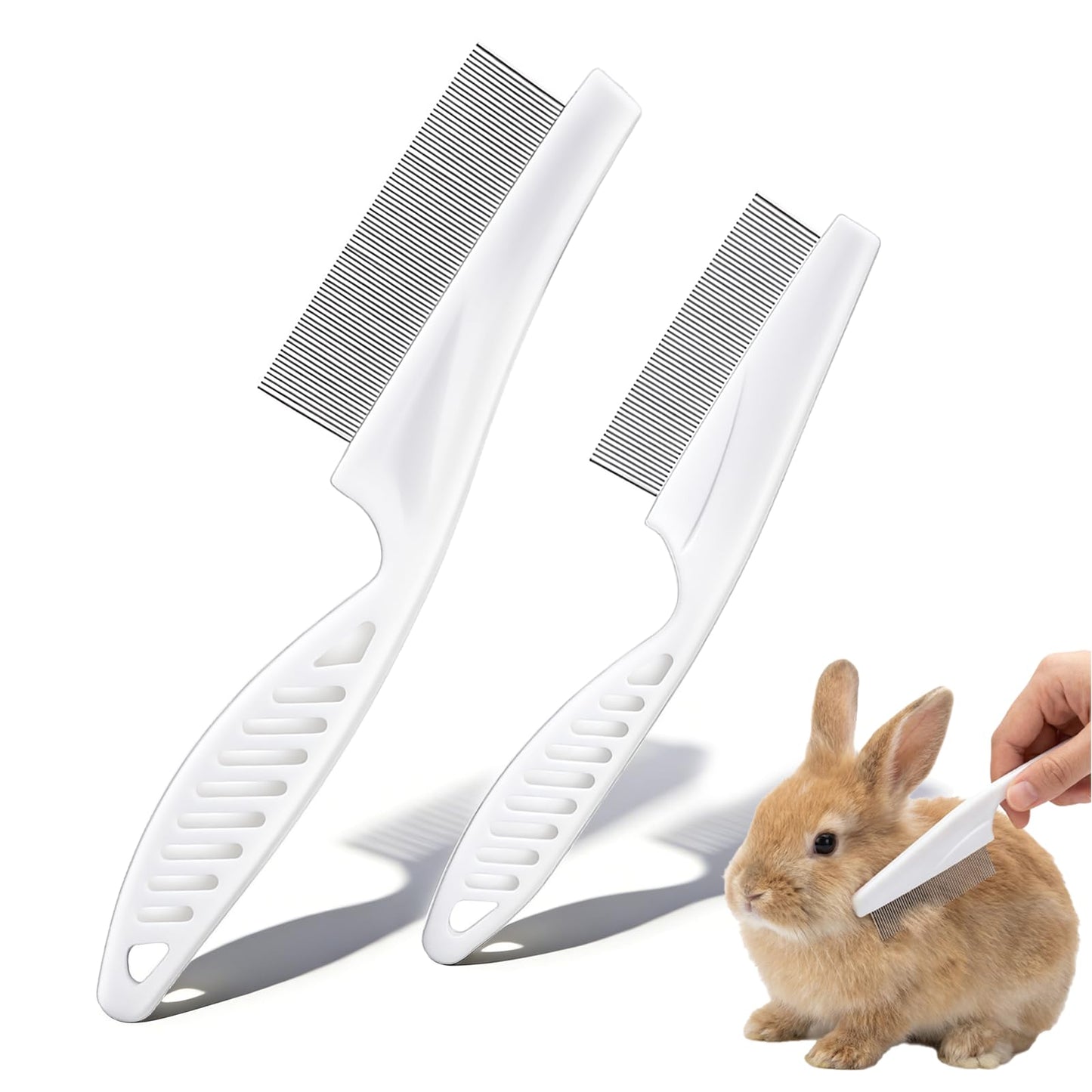 2 Pack Deshedding Cat Comb, Stainless Steel Guinea Pig Brush, Anti-Static Bunny Fine Tooth Comb Small Pet Grooming Tool for Cats Dogs Rabbits Chinchillas Ferrets Guinea Pigs
