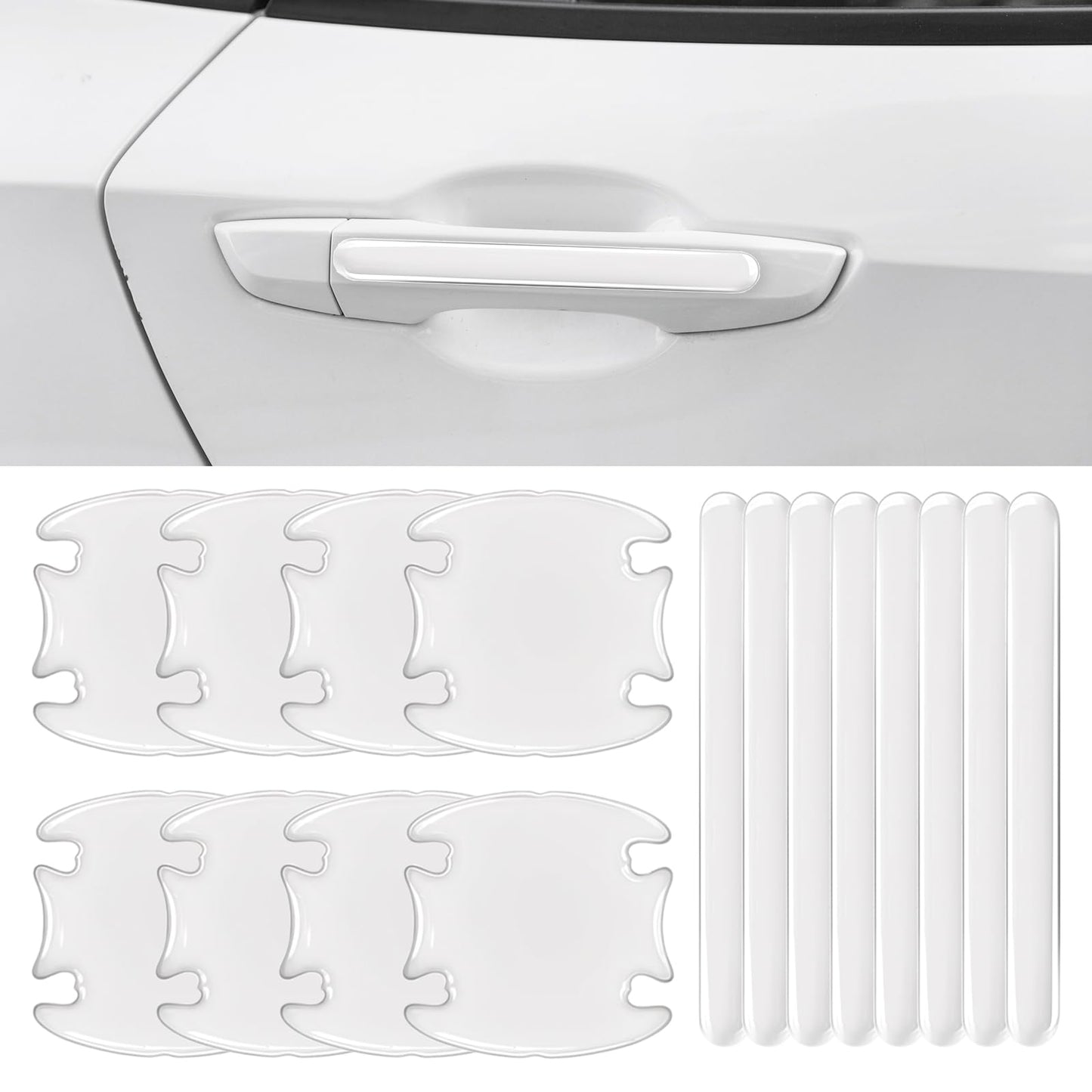 Josojoou 16PCS Car Door Handle Protector, Transparency Anti-Scratches Cup Protector, Waterproof Door Handle Protectors for Most Car