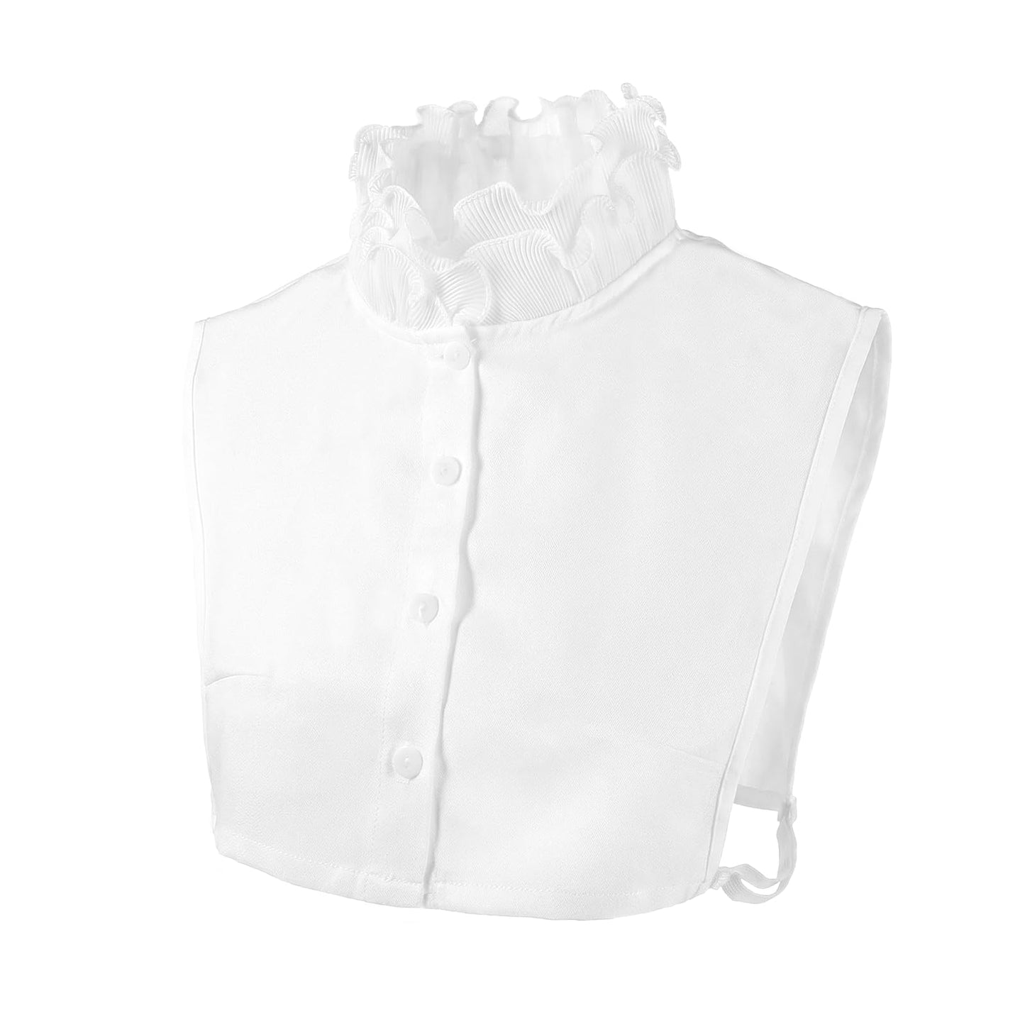 Victoria Shirts Elegant Ruffle Collar Chiffon Pleated Lace Ruffle Collar Soft Breathable Fake Dickey Collar Classic Style Perfect for Sweaters Dresses Daily Wear White
