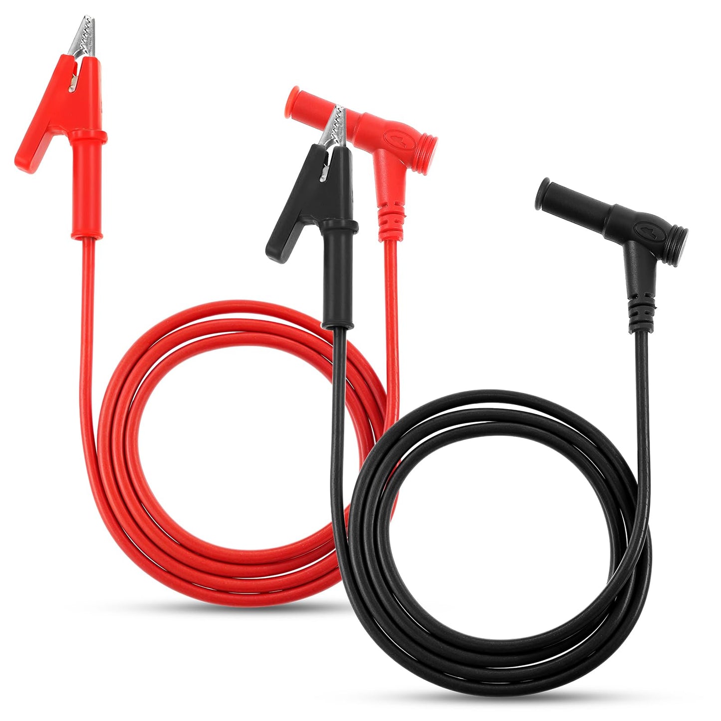 "2Pcs 14 Gauge Multimeter Test Leads,L Type Banana Male Plug to Alligator Clip Pure Copper Test Cable Multimeter Testing Probe for Electrical Testing 3 Feet "