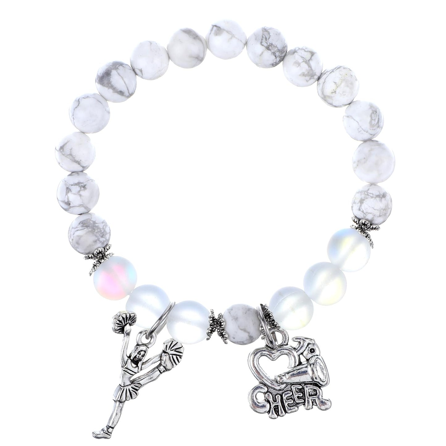 Cheer Bracelet,Stretch Inspirational Bracelets for Women, Delicate Cheerleader Bracelet for Prom Tea Party Birthday Party Date