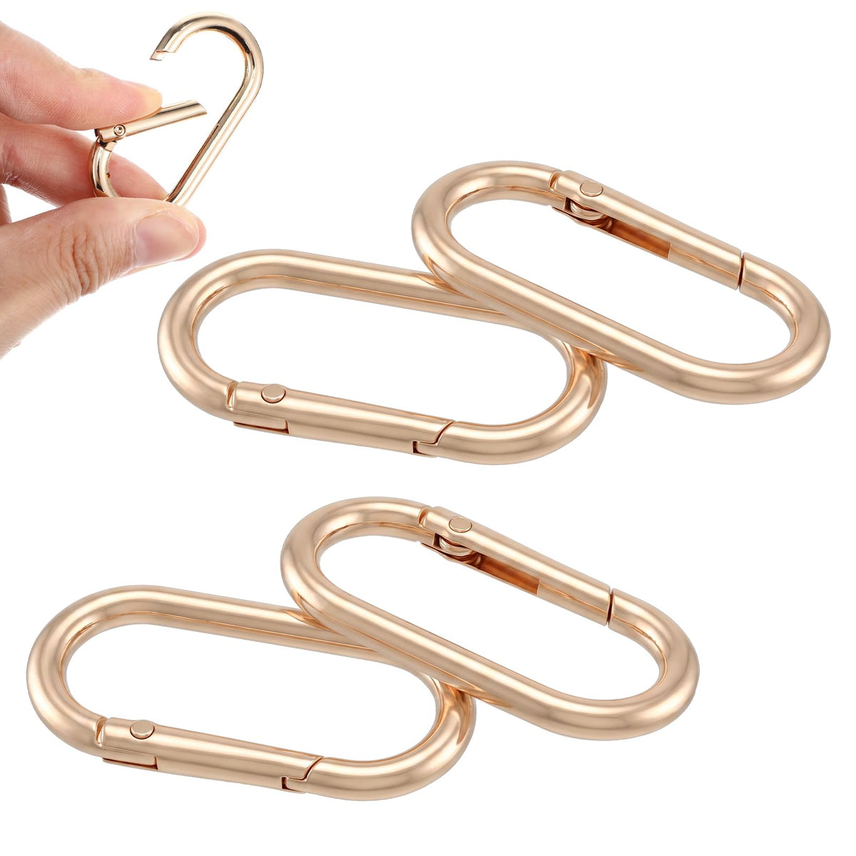 4 Pcs Oval Spring Ring Clips, Heavy Duty Metal Keyring Purse Clip Carabiner