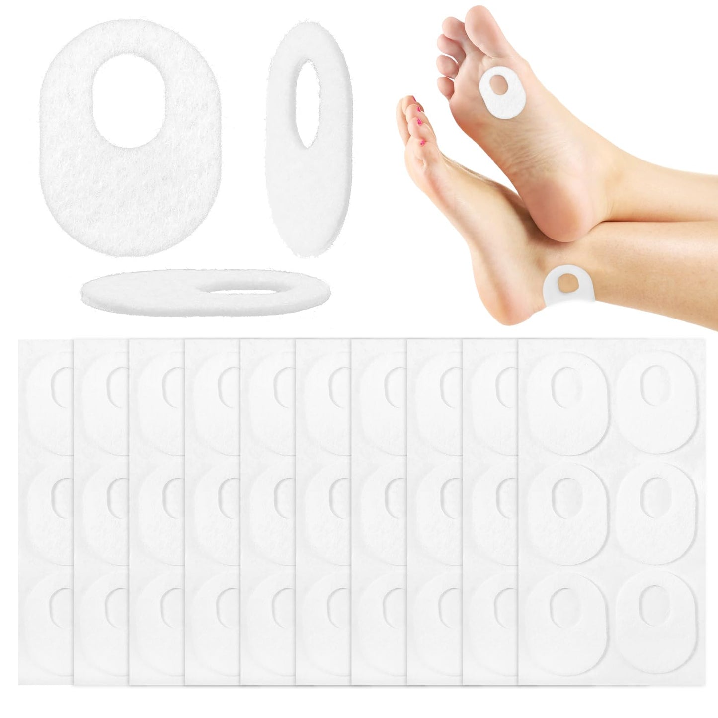 60Pcs Callus Pads Soft Callus Cushions for Bottom of Feet Self Adhesive Foam Callus Cushions Oval Shape Callus Corn Pad to Toes Heel Pain Relief
