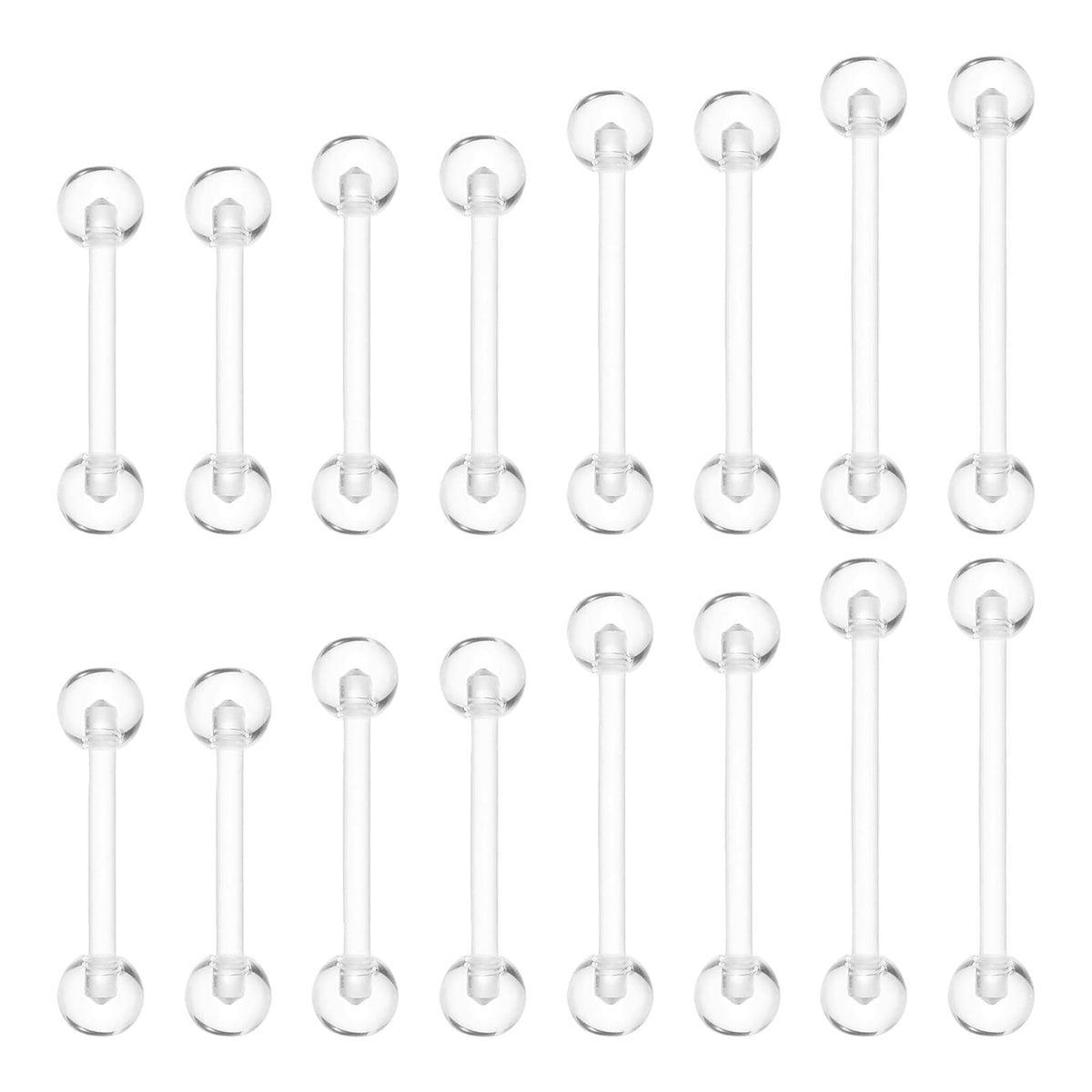 16Pcs 14G Clear Bioflex Acrylic Tongue Rings Nipple Ring Retainer Piercing