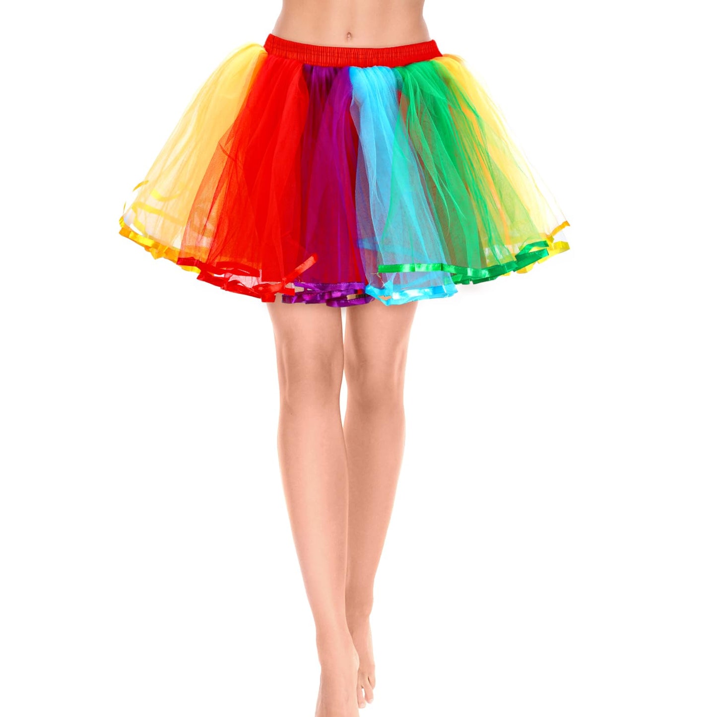 Rainbow Tutu Skirts for Womens Running Tutus Adult Layered Tulle Ballet Dance Skirts with Lining for Women and Girls Halloween 80s Party Outfit
