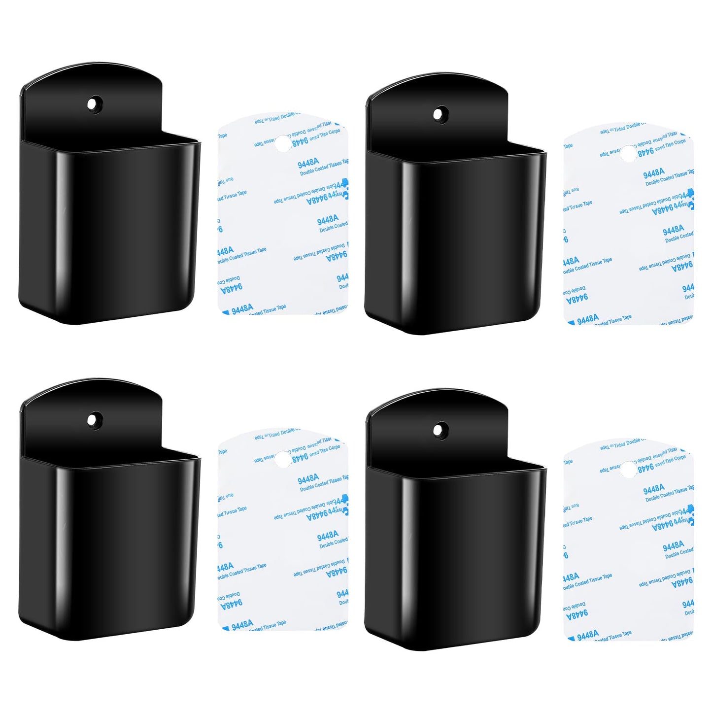 HaiFafafaing 4 Pcs Remote Control Holder Wall Mount, TV Controller Holder, Self-Adhesive ABS Storage Box Organizer for Home School Office(Black)