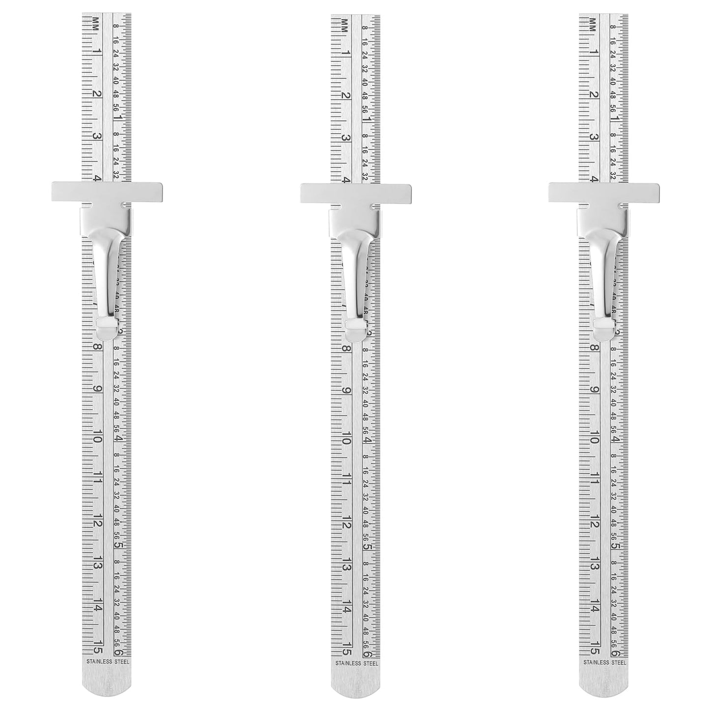 Lusofie 3 Pcs 6 Inch 15 cm Pocket Ruler With Detachable Clips Precision Pocket Ruler Stainless Steel Scale Machinist Ruler Imperial Metric Scale Ruler For School Office Architect Engineer