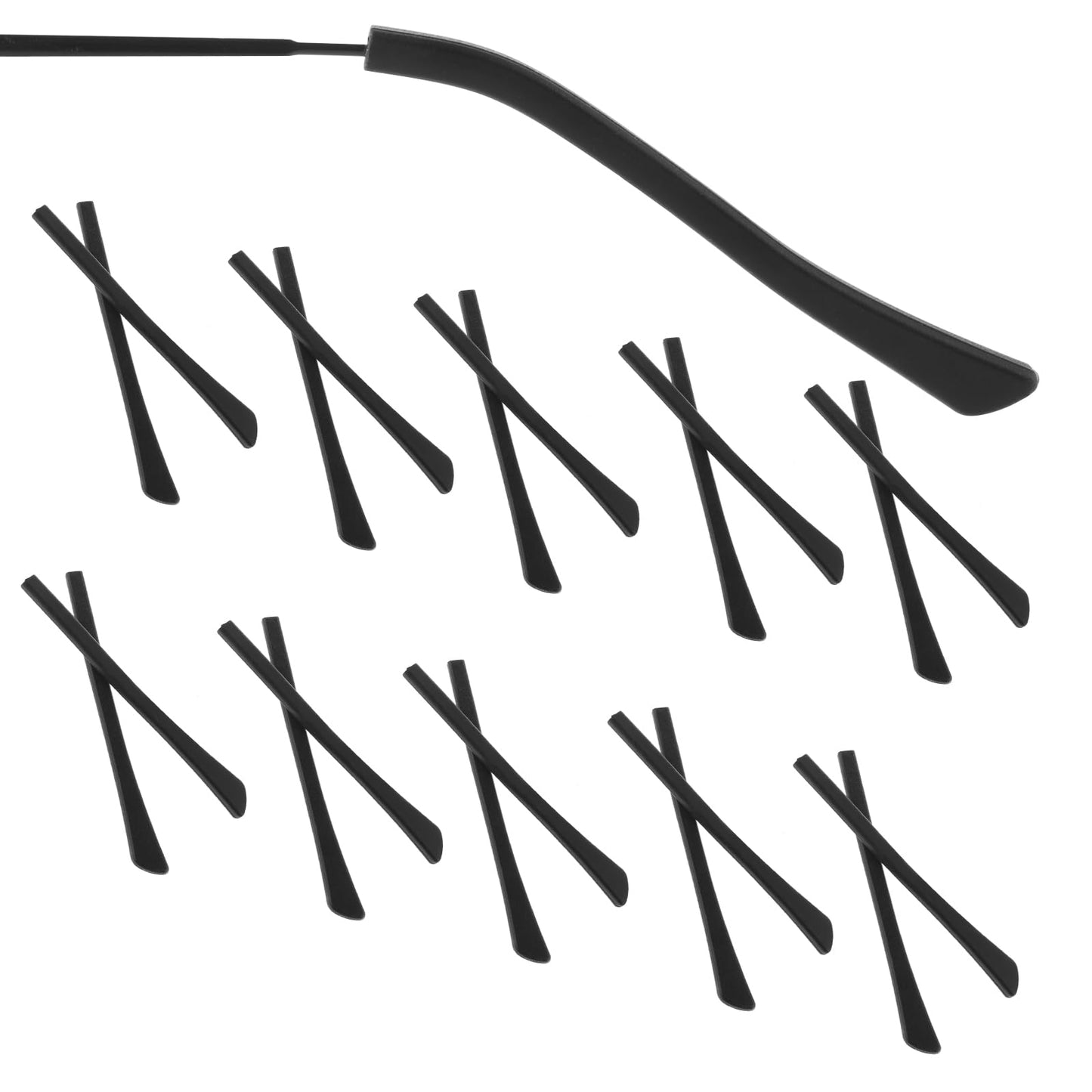 Eyeglass End Tips Soft Silicone Eyeglass Replacement Temples Anti-Slip Ear Sock Pieces Tube Sleeve for Thin Metal Eyeglass Temple (10 Pairs, Black)