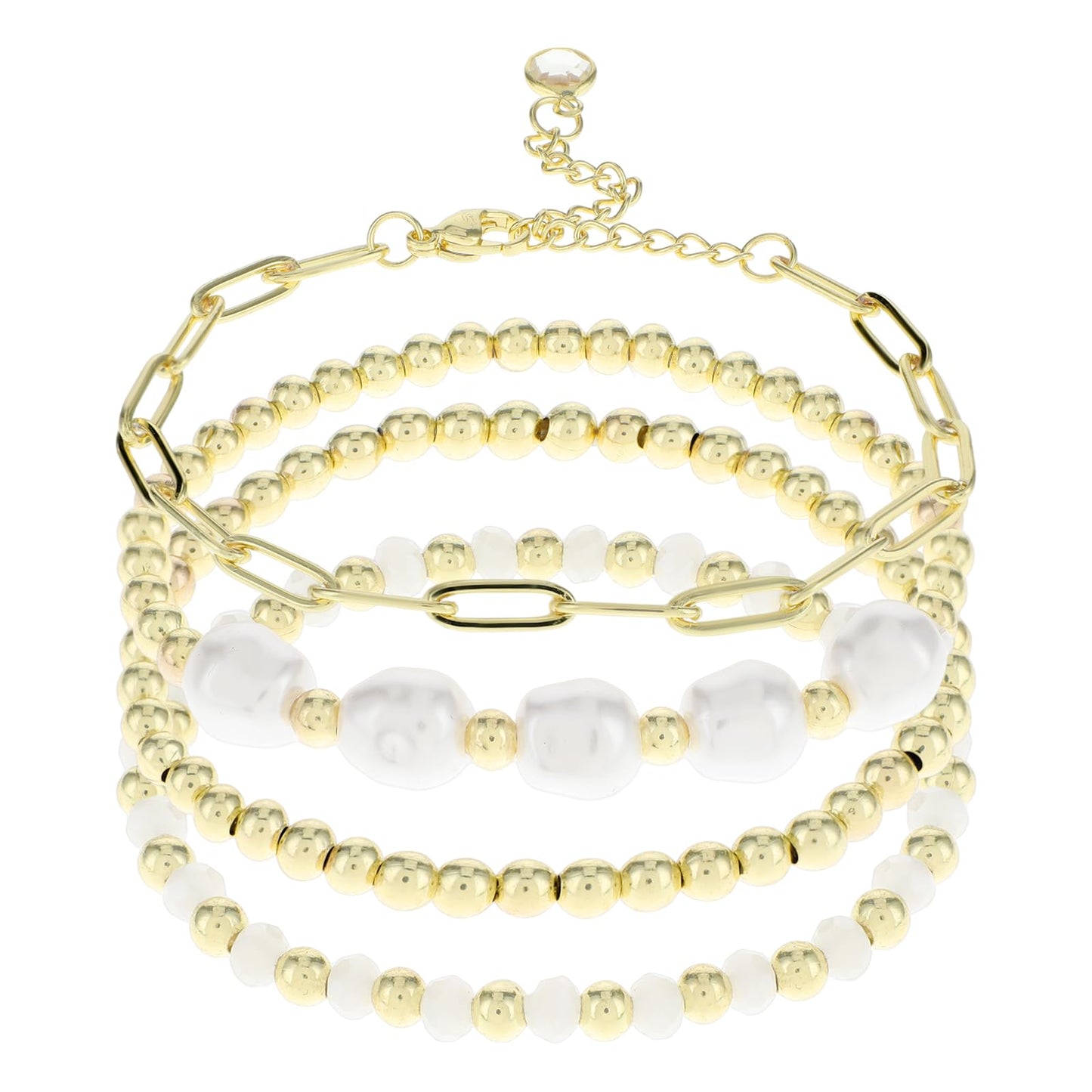 Telooco Gold Bracelet Stacked Dainty Chain Link Bracelet Set for Women Adjustable Layered Paperclip Bracelets for Girls