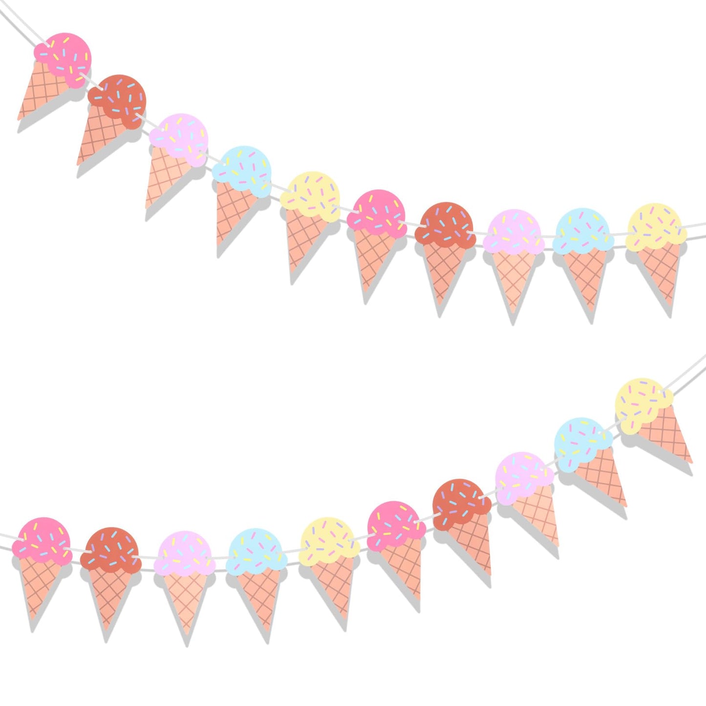 2 Pcs Ice Cream Banner - Ice Cream Party Decorations Paper 1st Birthday Banner Garland - Summer Sweet One Birthday Party Decorations Baby Shower Wedding Backdrop Supplies