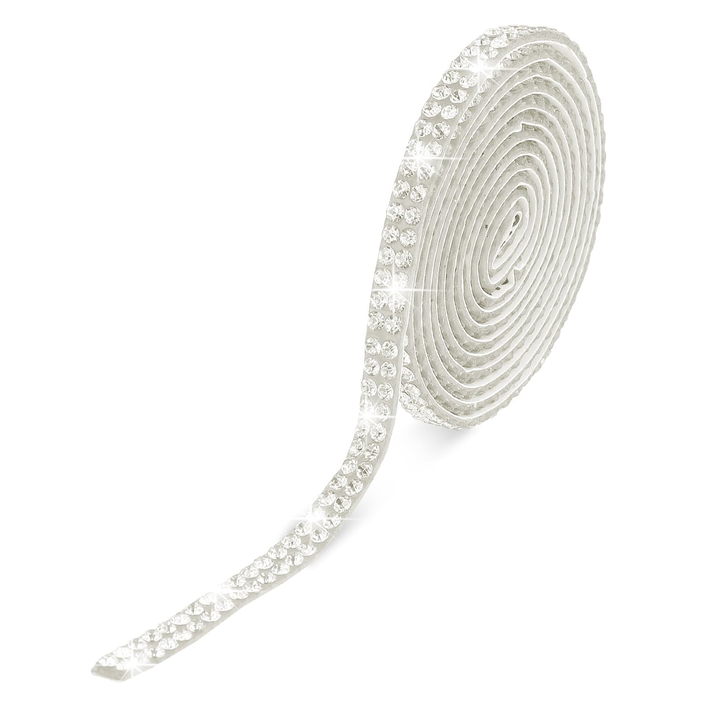 Self Adhesive Rhinestone Strips Bling Crystal Rhinestone Ribbon Glitter Diamond Roll Stickers Trim Rhinestones for DIY Crafts Fabric Car Shoes Mobile Phone Décor(2 Rows of 3 Yards, Silver)
